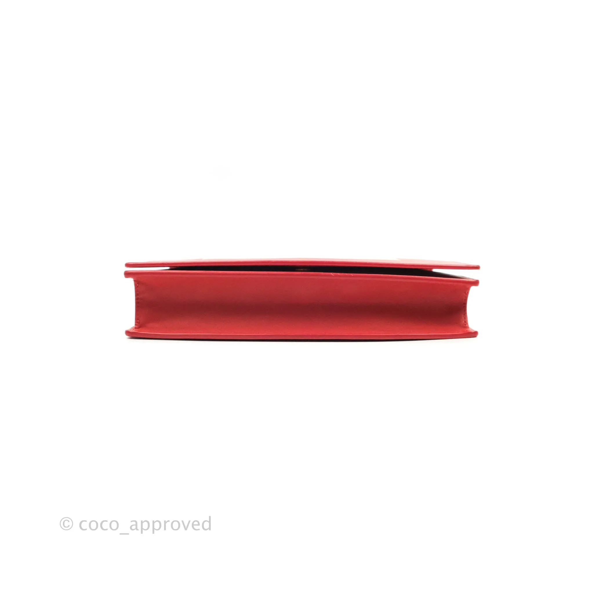 Celine Frame Evening Chain Clutch Ivory Red Smooth Lambskin Gold Hardware