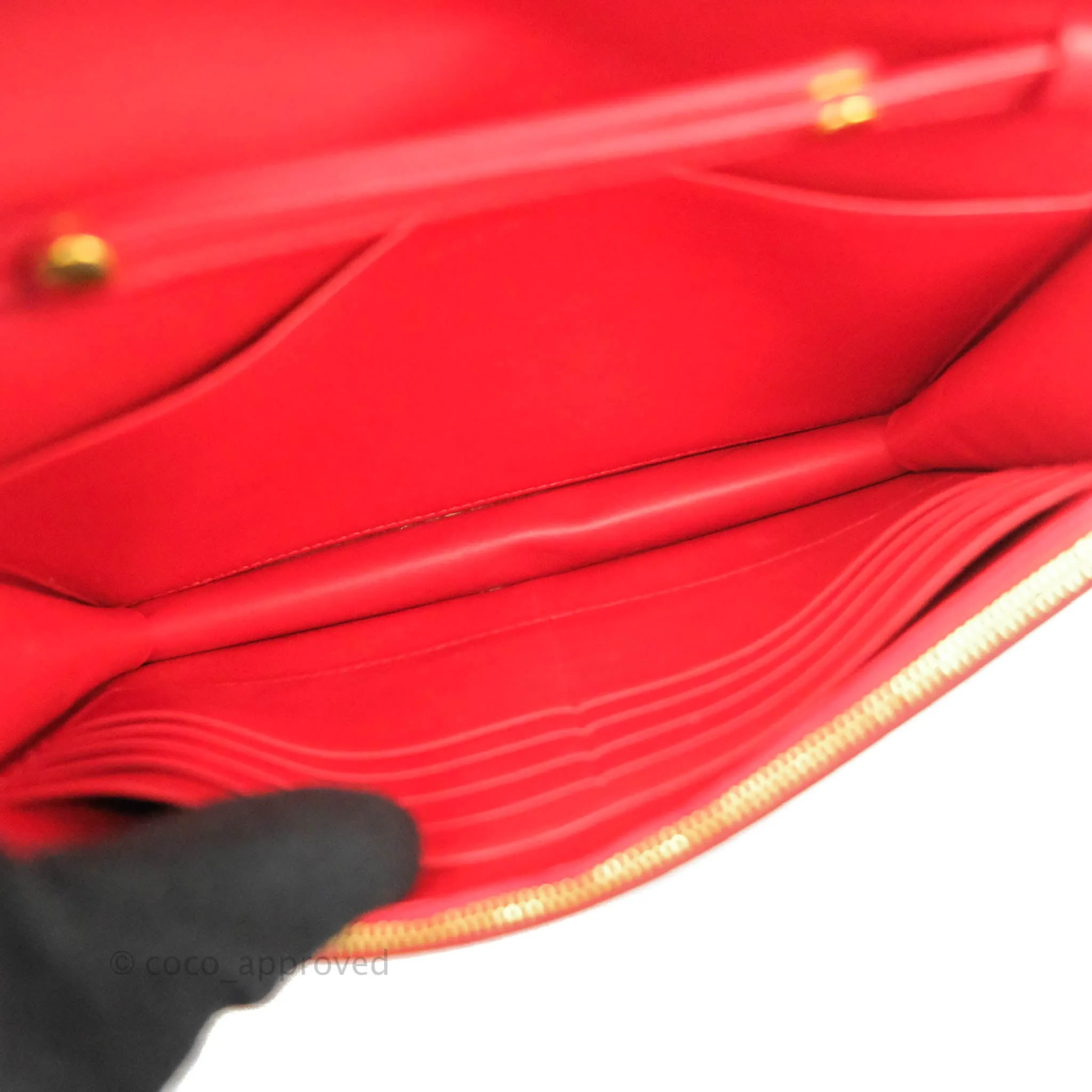 Celine Frame Evening Chain Clutch Ivory Red Smooth Lambskin Gold Hardware