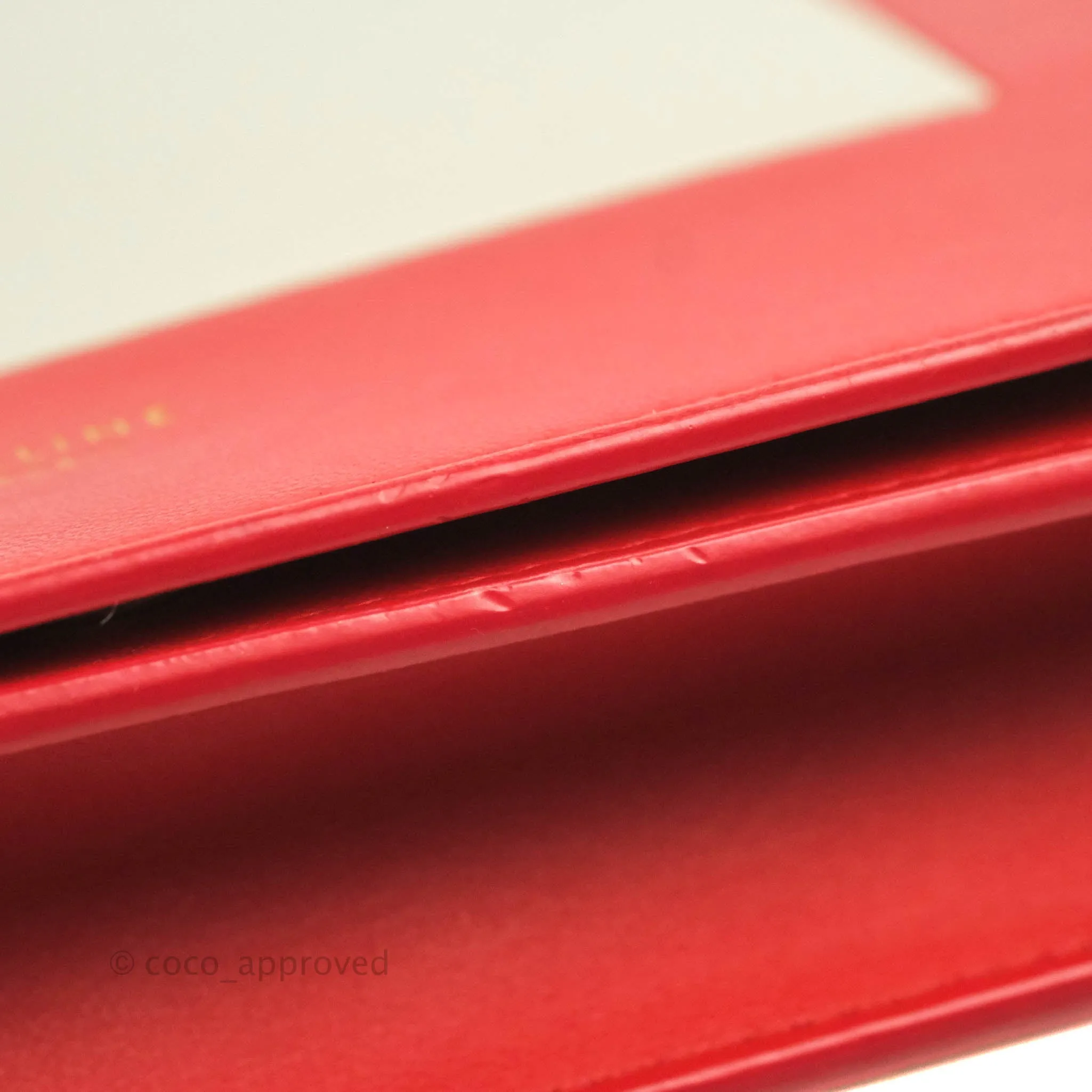 Celine Frame Evening Chain Clutch Ivory Red Smooth Lambskin Gold Hardware