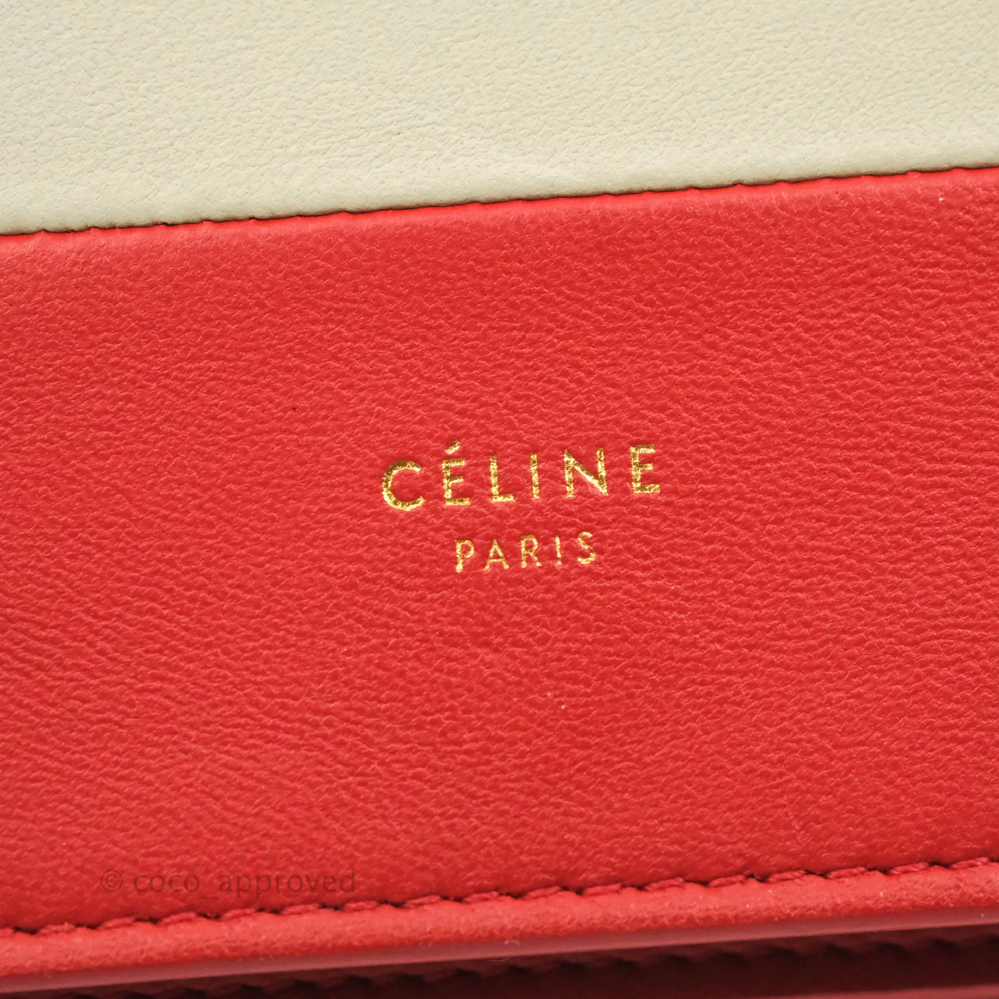 Celine Frame Evening Chain Clutch Ivory Red Smooth Lambskin Gold Hardware