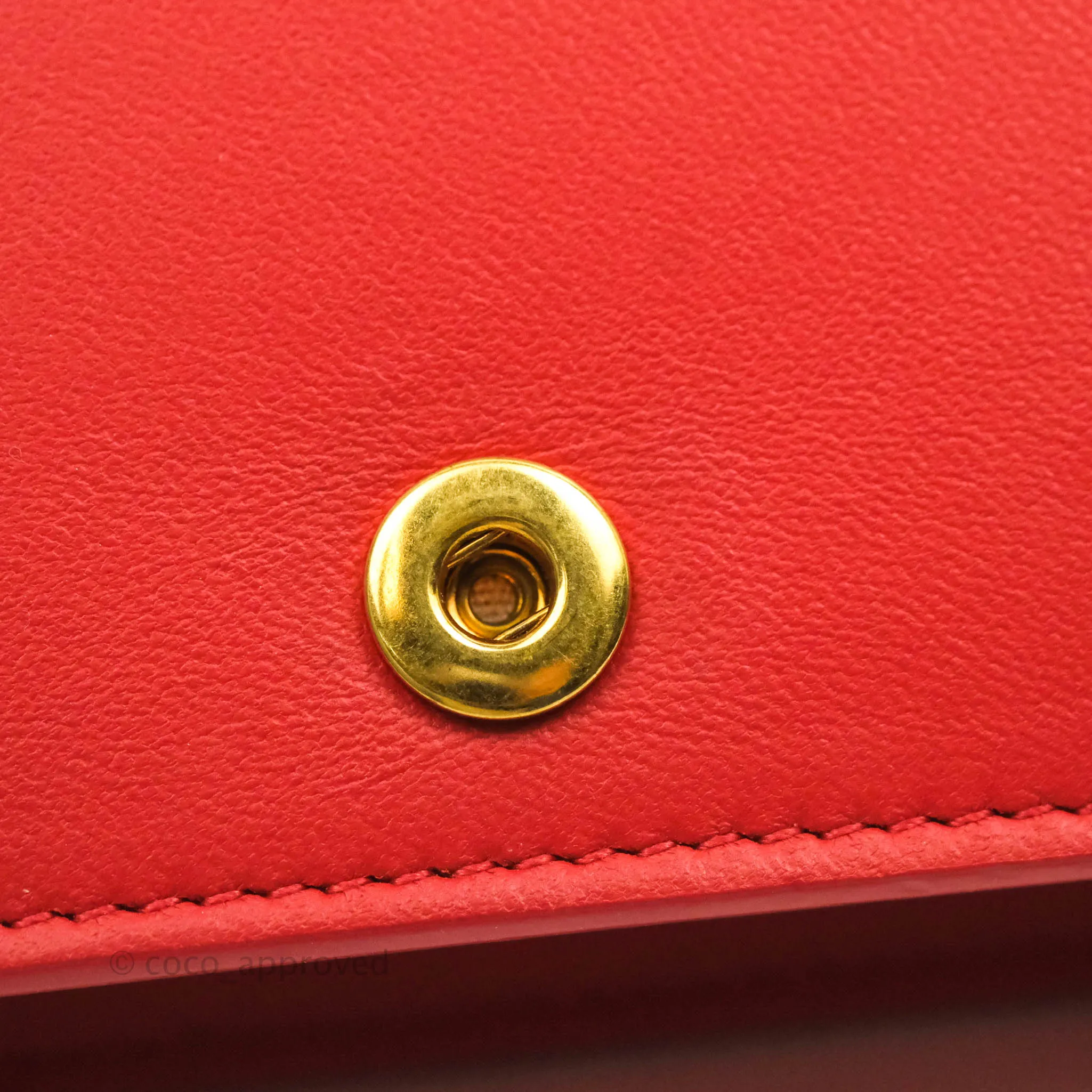 Celine Frame Evening Chain Clutch Ivory Red Smooth Lambskin Gold Hardware