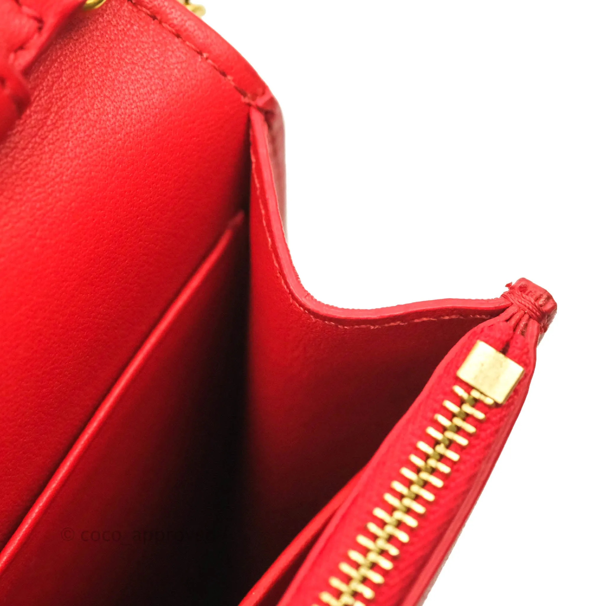 Celine Frame Evening Chain Clutch Ivory Red Smooth Lambskin Gold Hardware