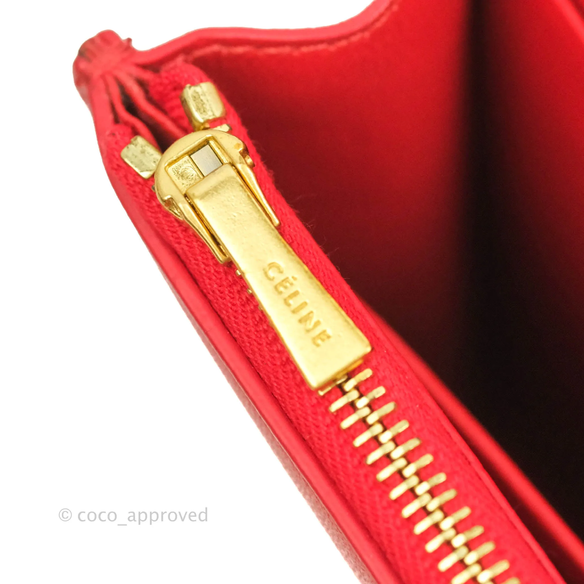 Celine Frame Evening Chain Clutch Ivory Red Smooth Lambskin Gold Hardware