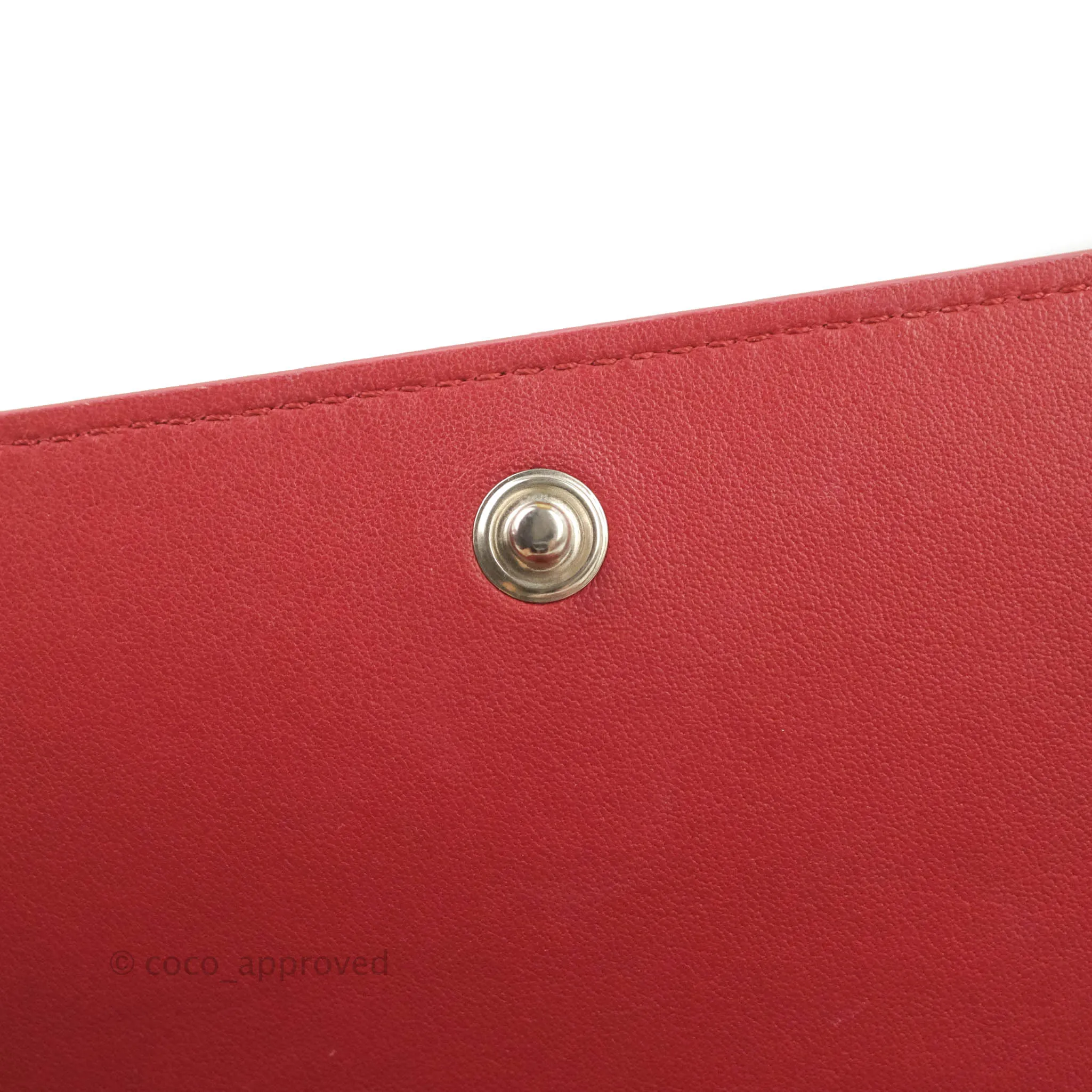 Celine Frame Evening Clutch On Chain Red Pink Smooth Lambskin Silver Hardware