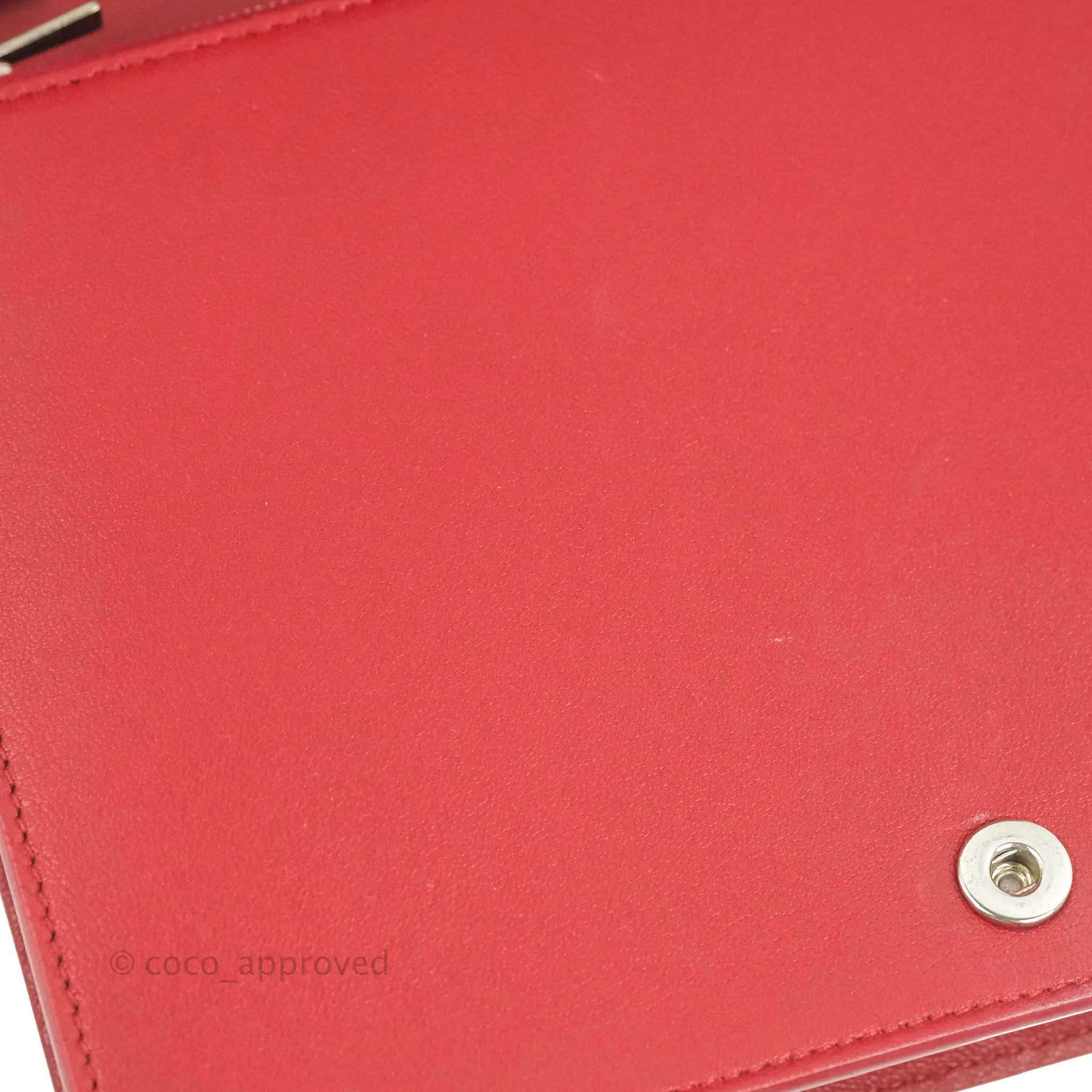 Celine Frame Evening Clutch On Chain Red Pink Smooth Lambskin Silver Hardware