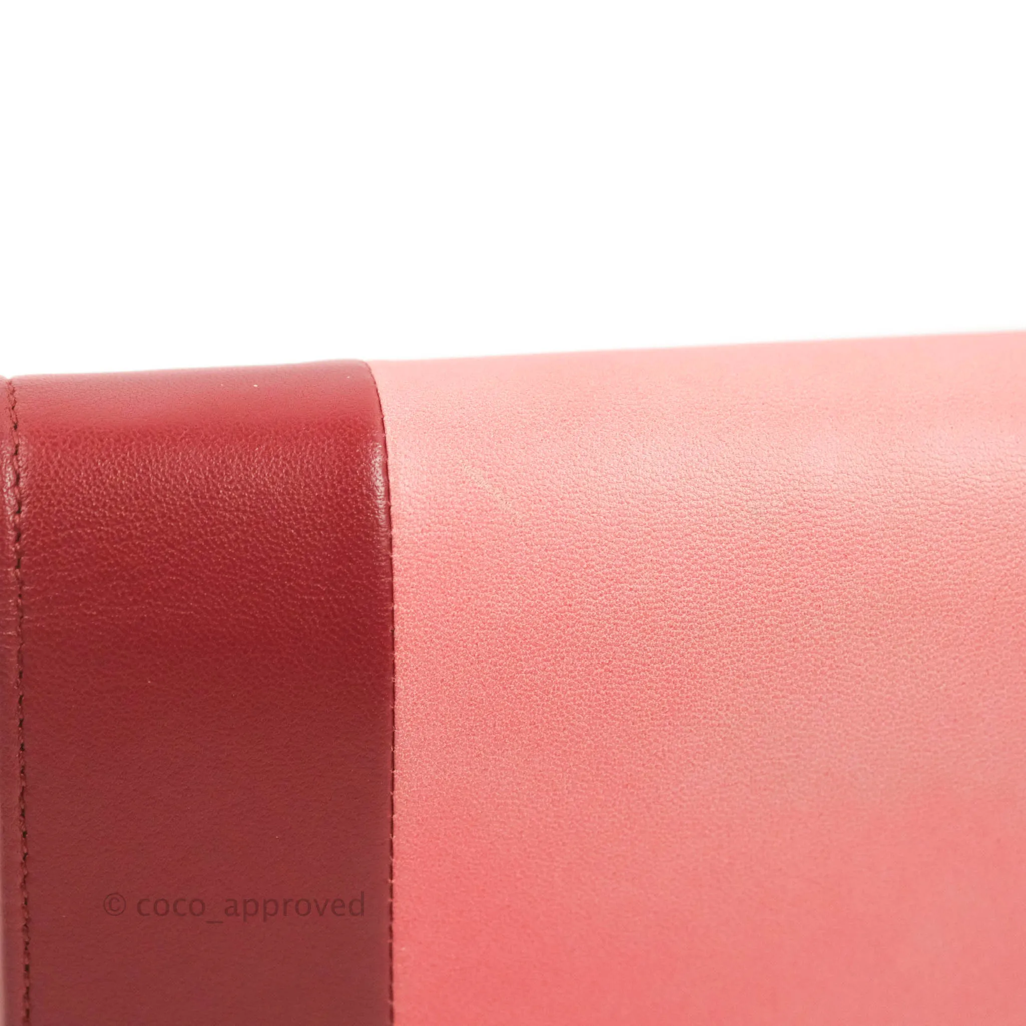 Celine Frame Evening Clutch On Chain Red Pink Smooth Lambskin Silver Hardware