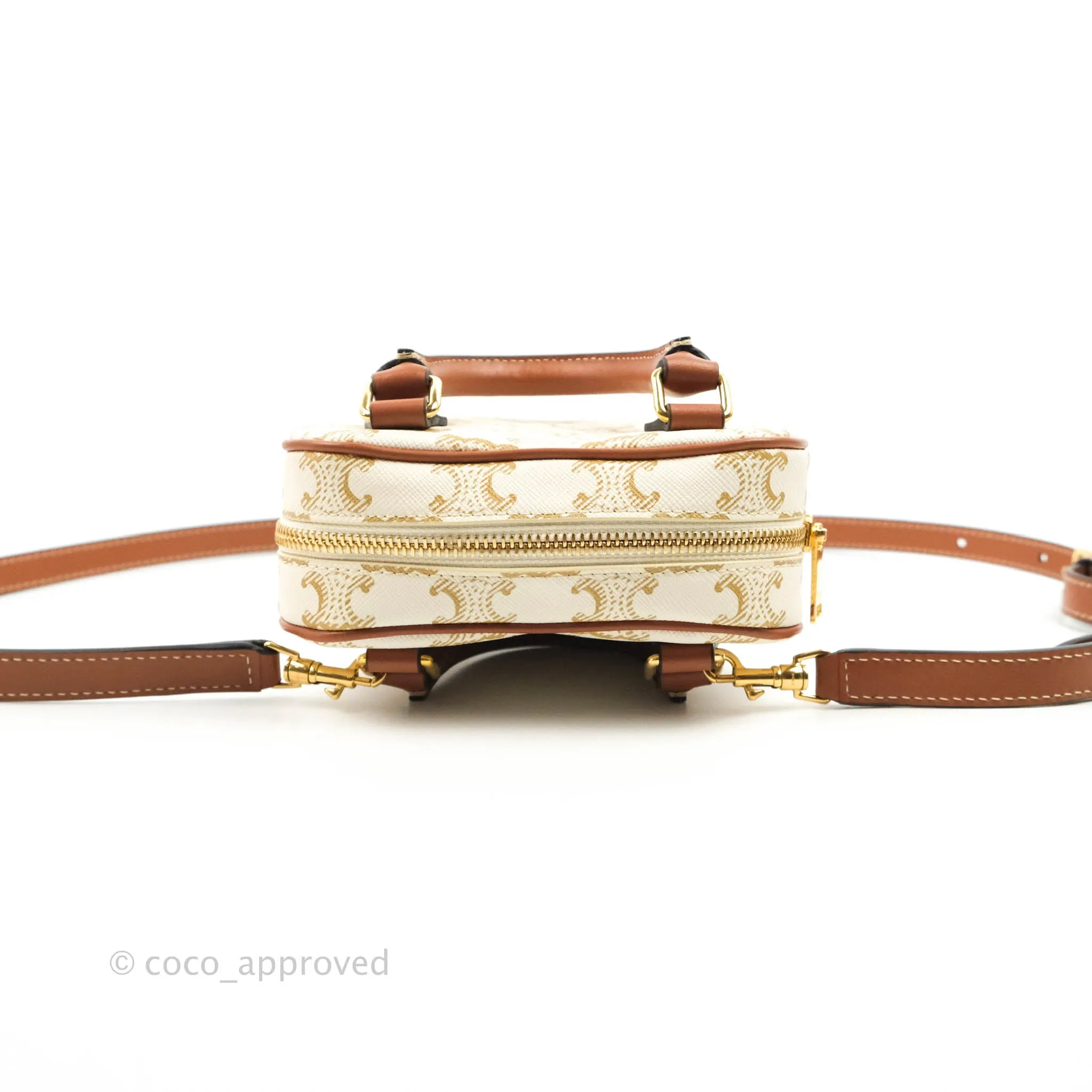Celine Heart Medium Triomphe White Calfskin