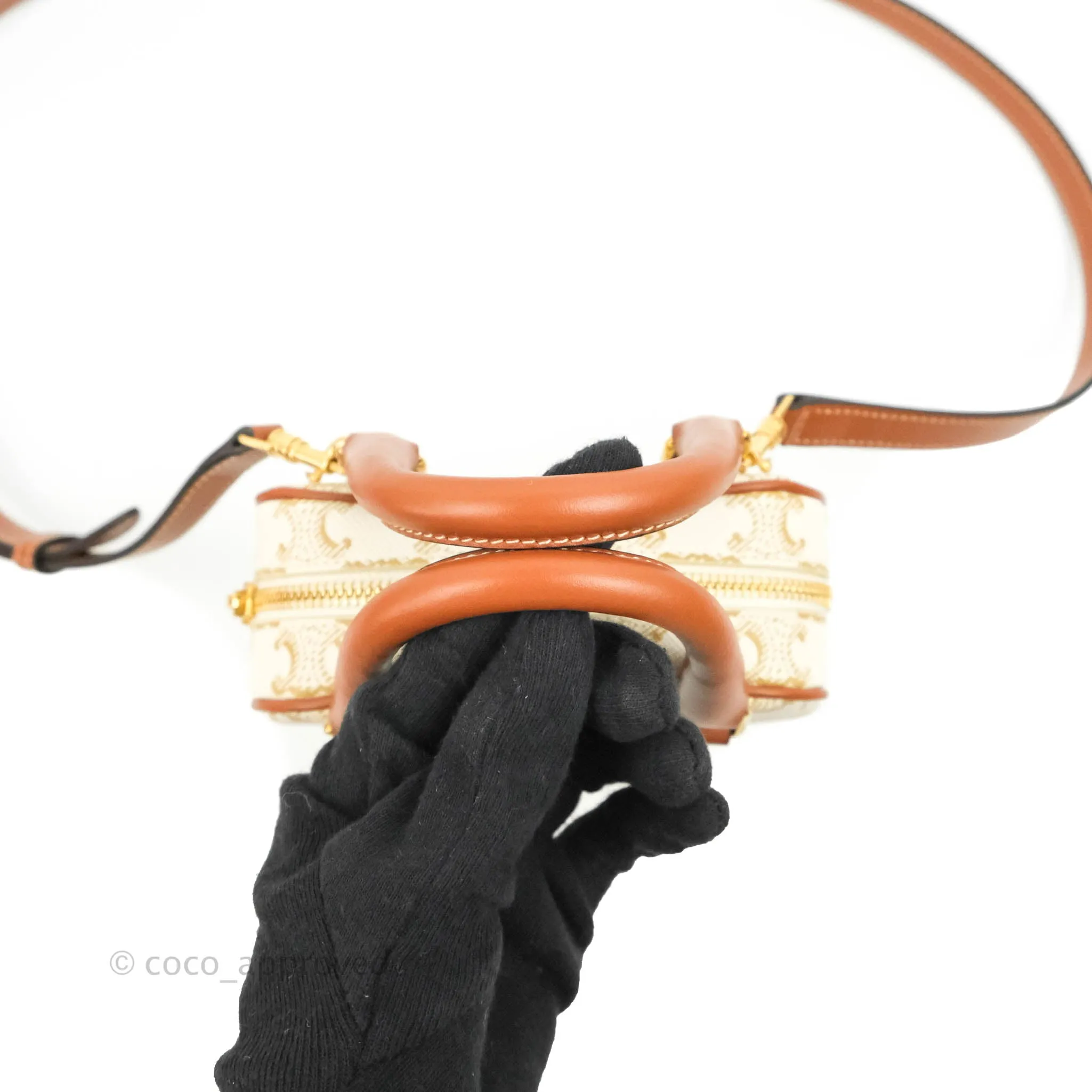 Celine Heart Medium Triomphe White Calfskin
