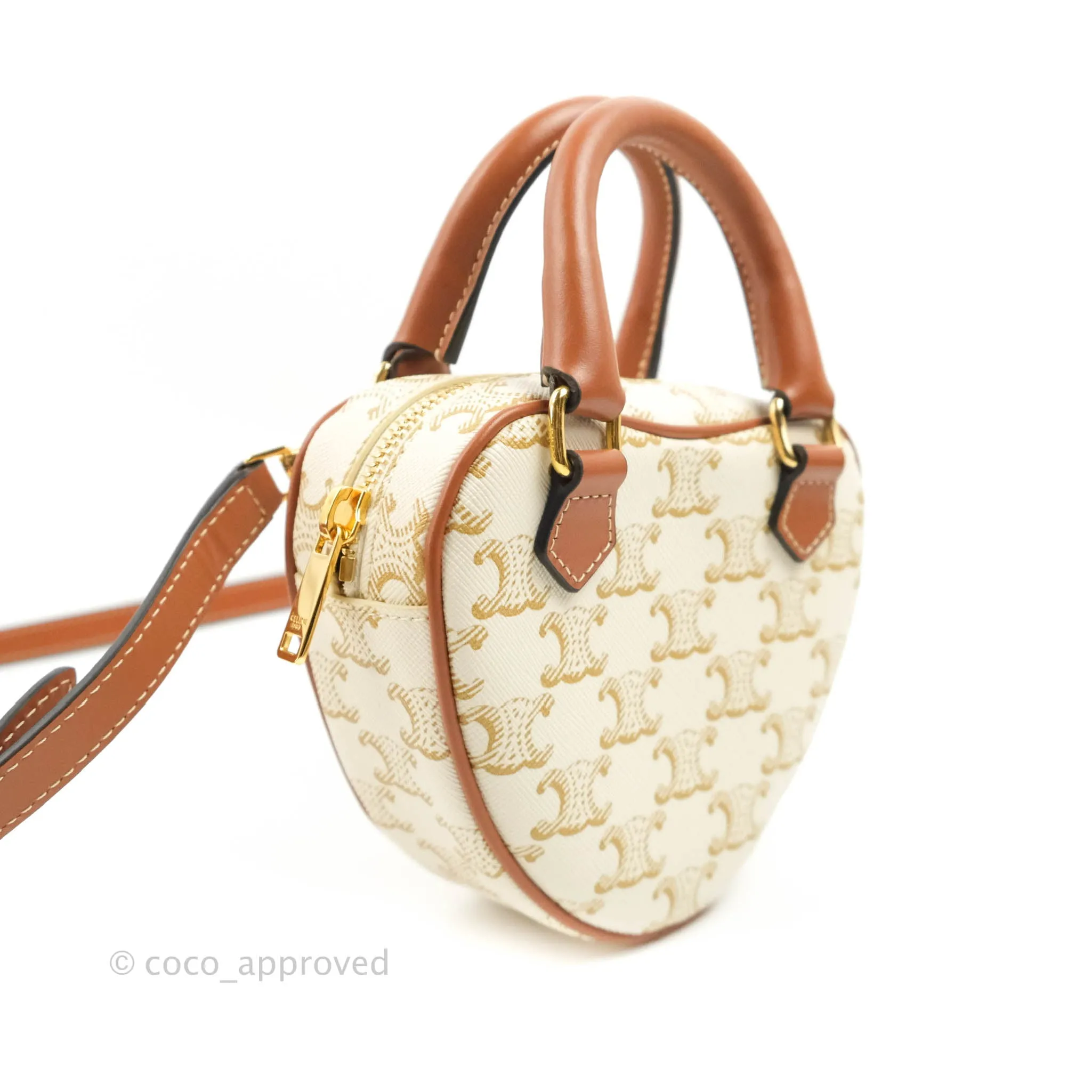 Celine Heart Medium Triomphe White Calfskin
