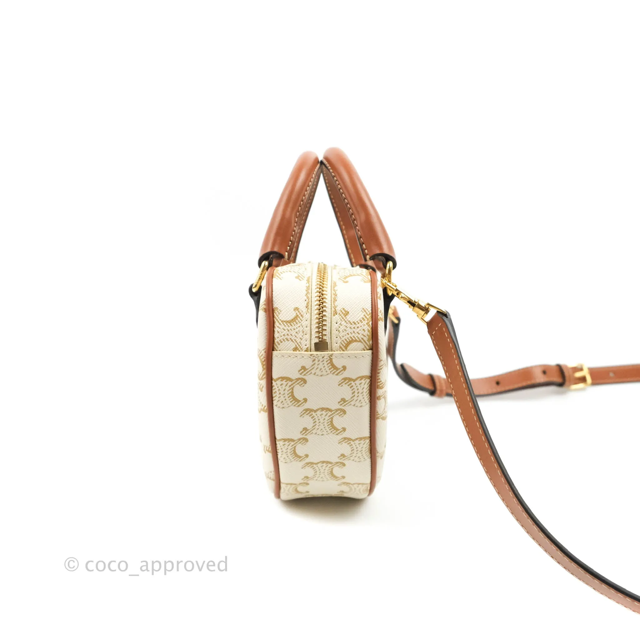 Celine Heart Medium Triomphe White Calfskin