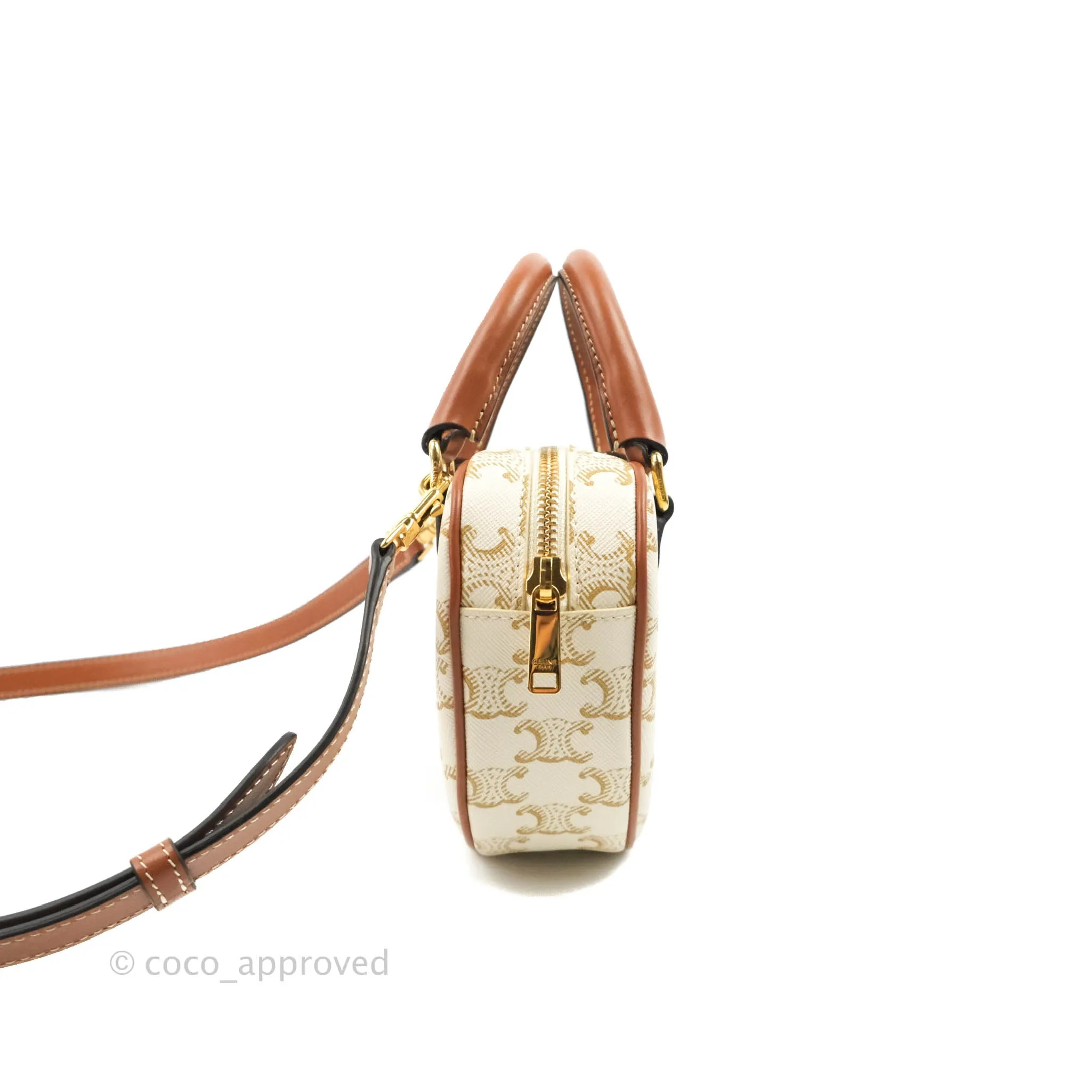 Celine Heart Medium Triomphe White Calfskin