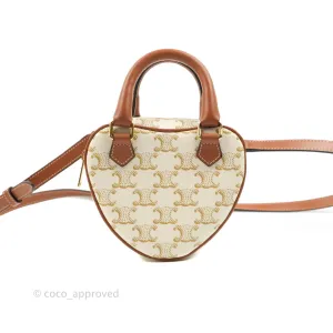 Celine Heart Medium Triomphe White Calfskin