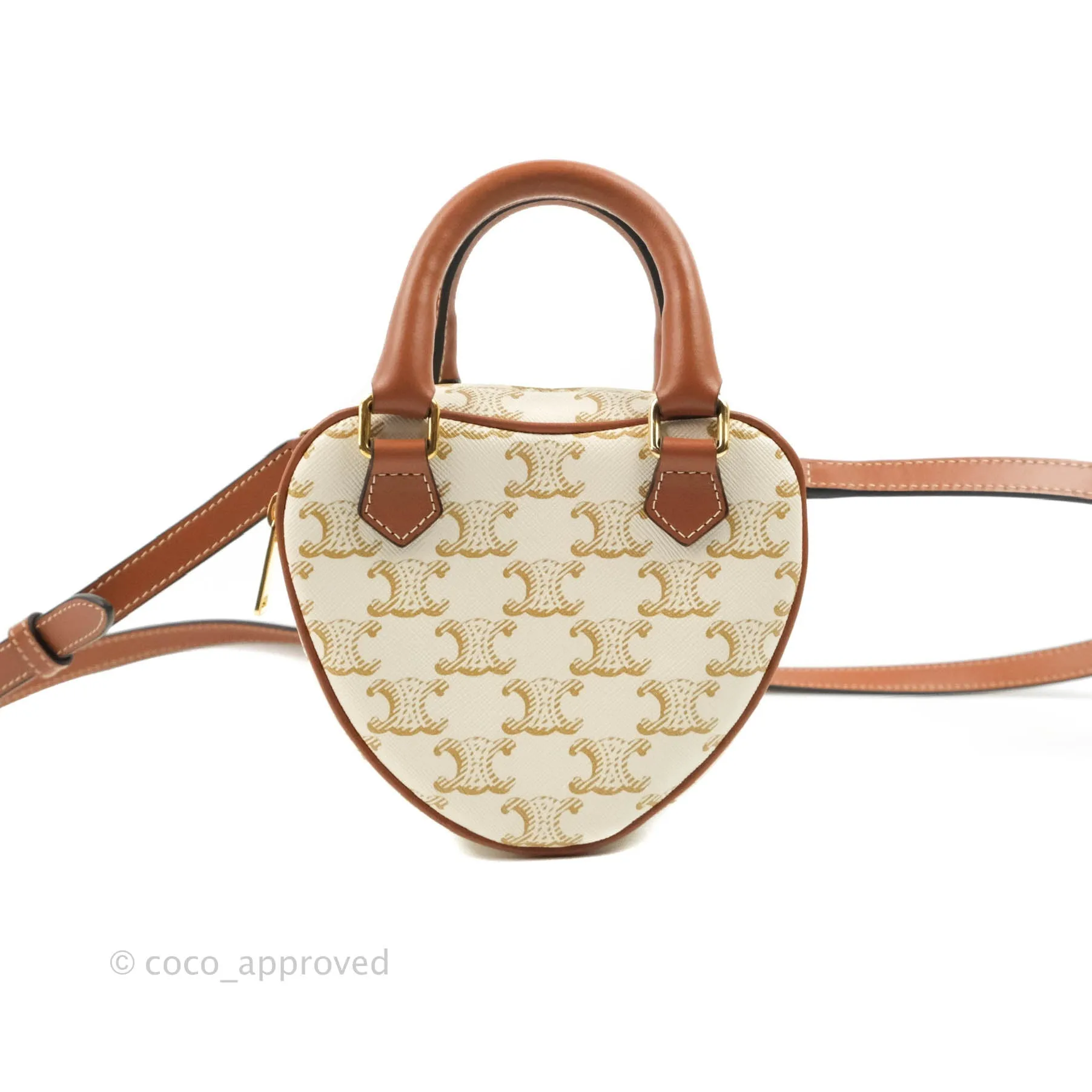 Celine Heart Medium Triomphe White Calfskin