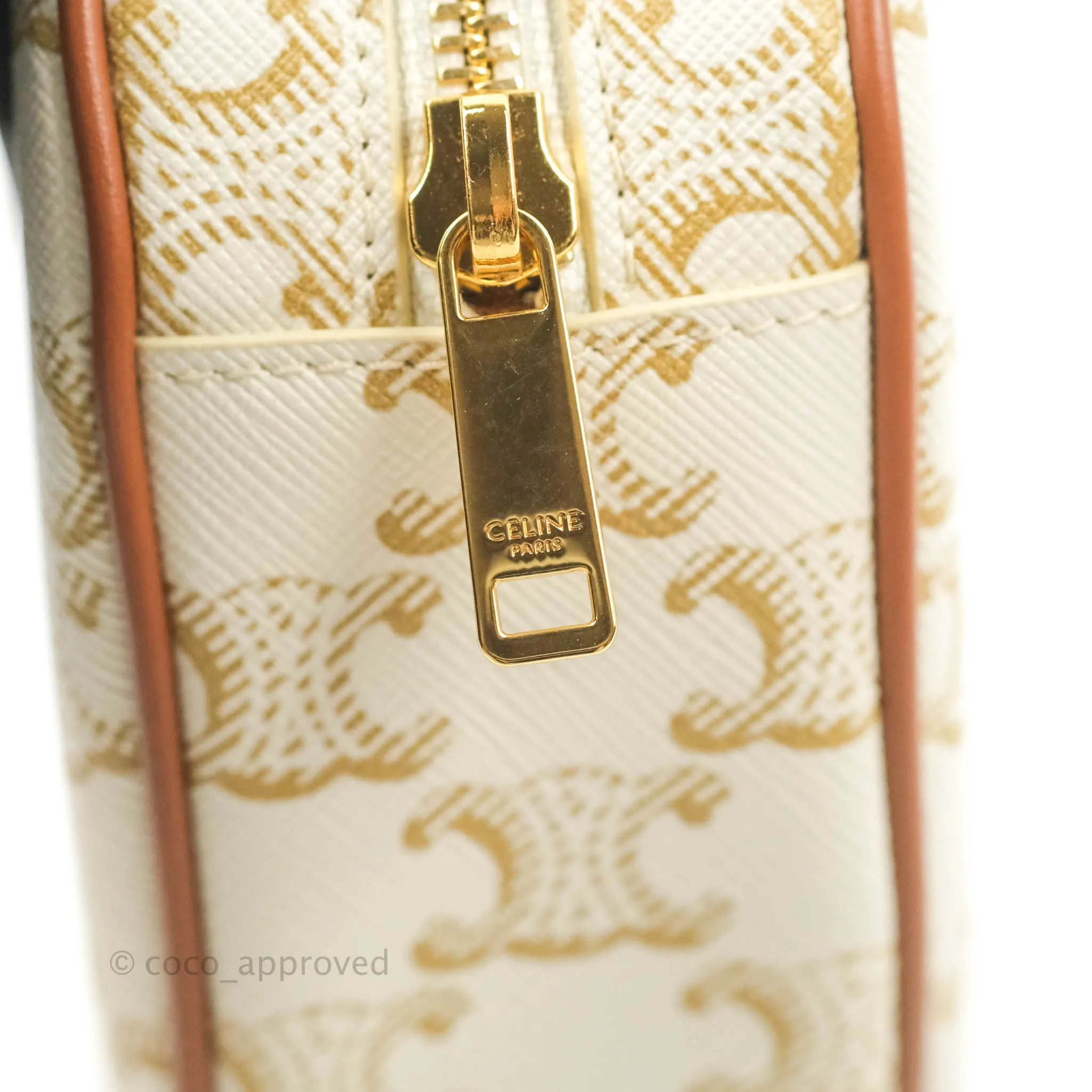 Celine Heart Medium Triomphe White Calfskin