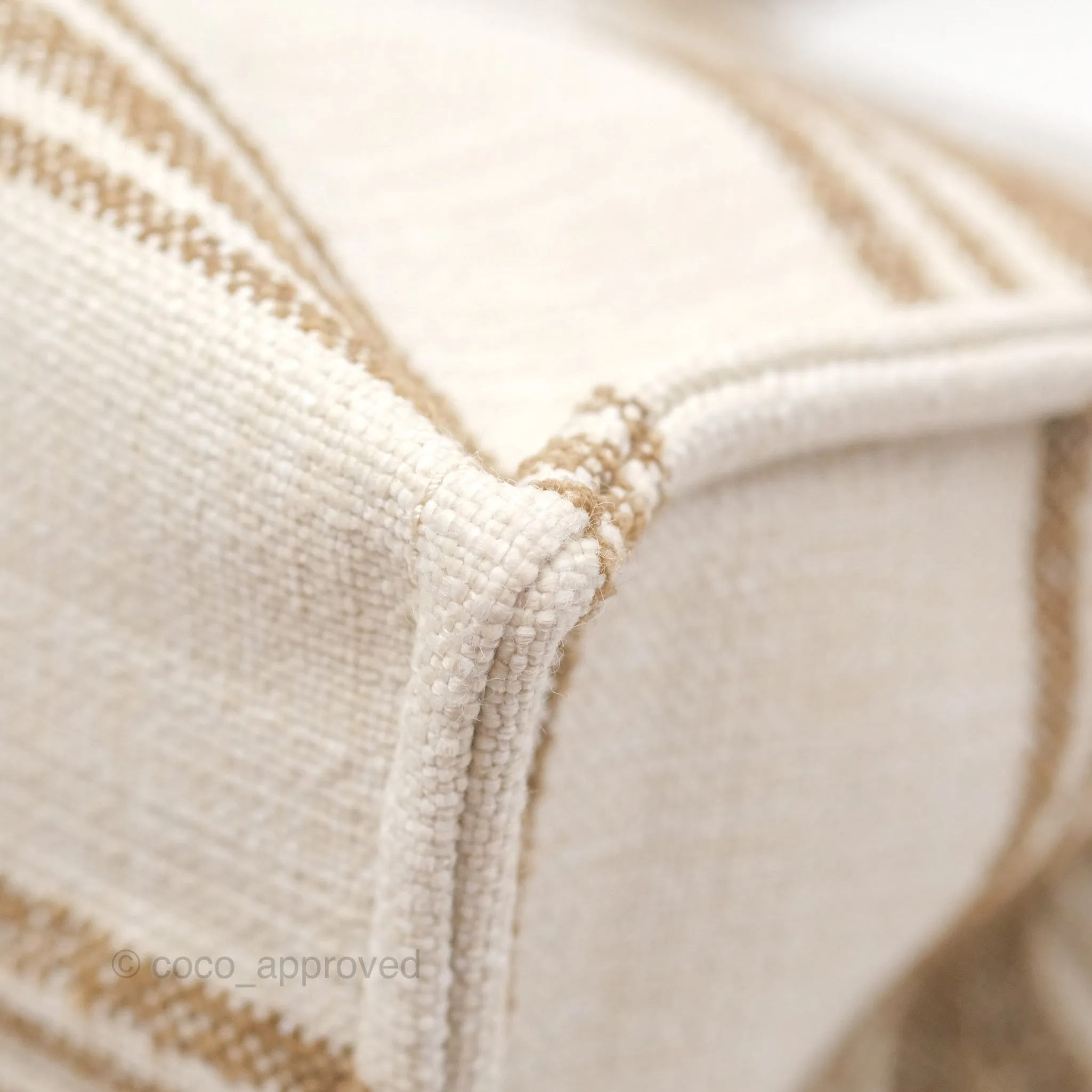 Celine Large Cabas Thais In Striped Textile Tobacco/Tan