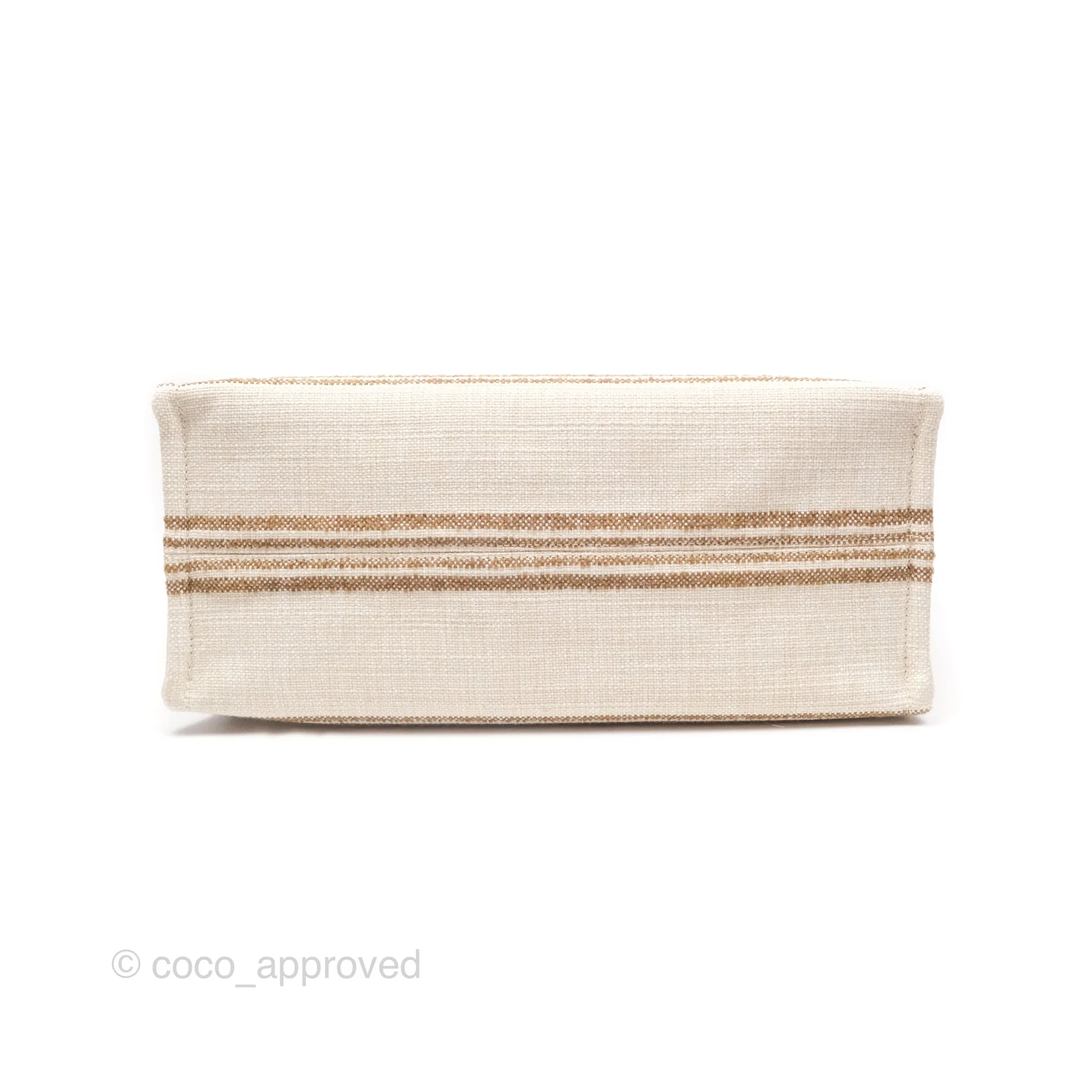 Celine Large Cabas Thais In Striped Textile Tobacco/Tan