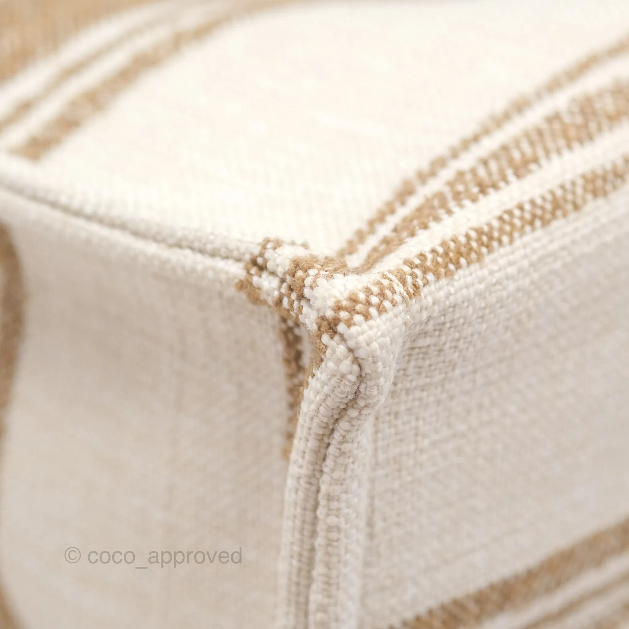 Celine Large Cabas Thais In Striped Textile Tobacco/Tan