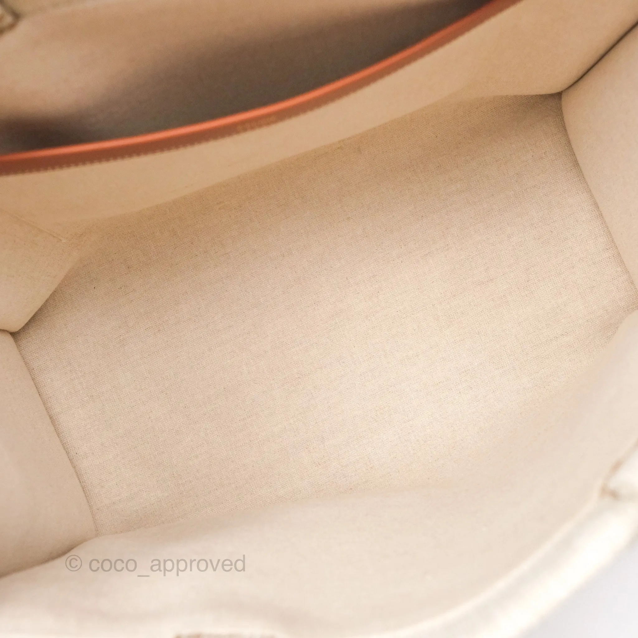 Celine Large Cabas Thais In Striped Textile Tobacco/Tan
