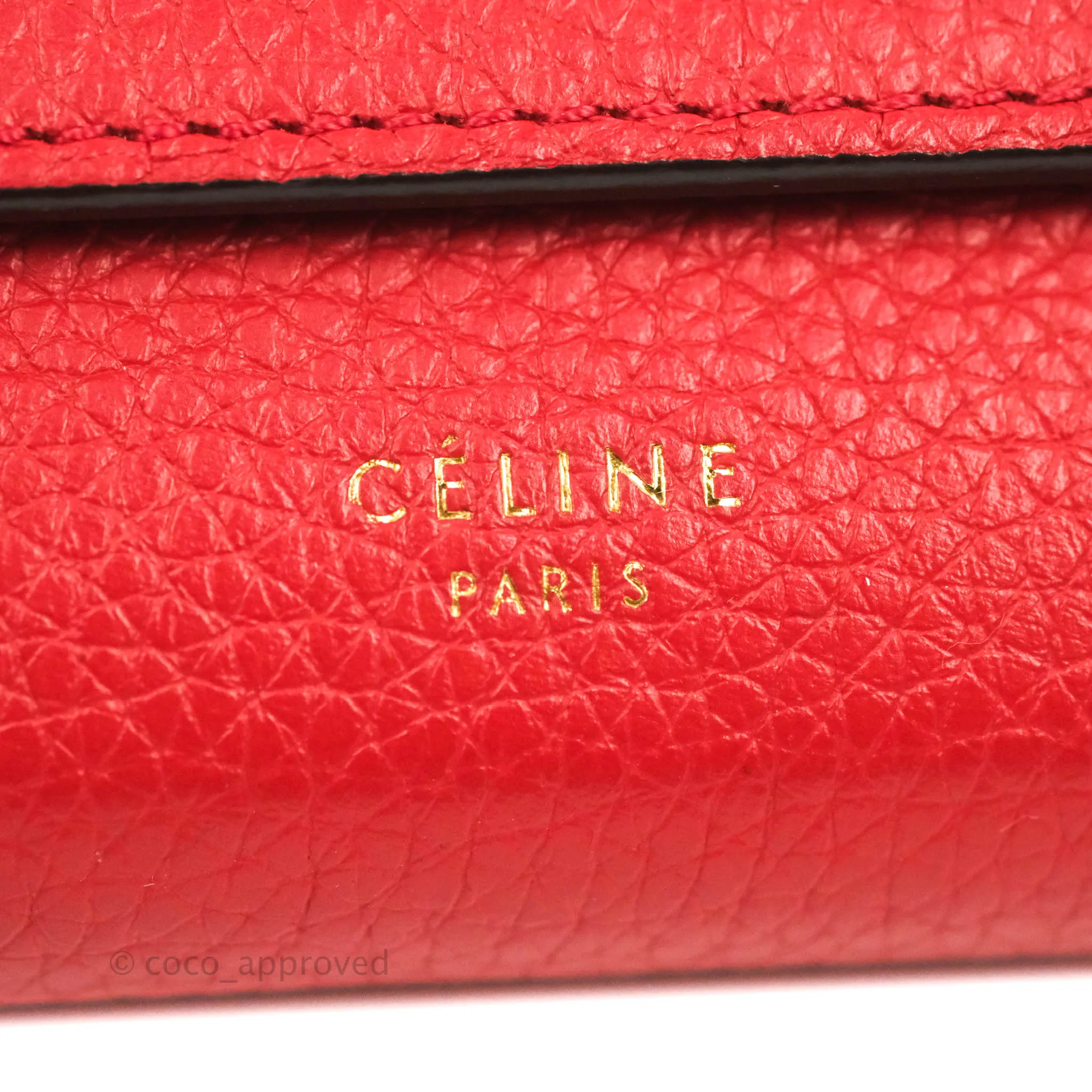 Celine Large Multifunction Flap Wallet Red Grained Leather