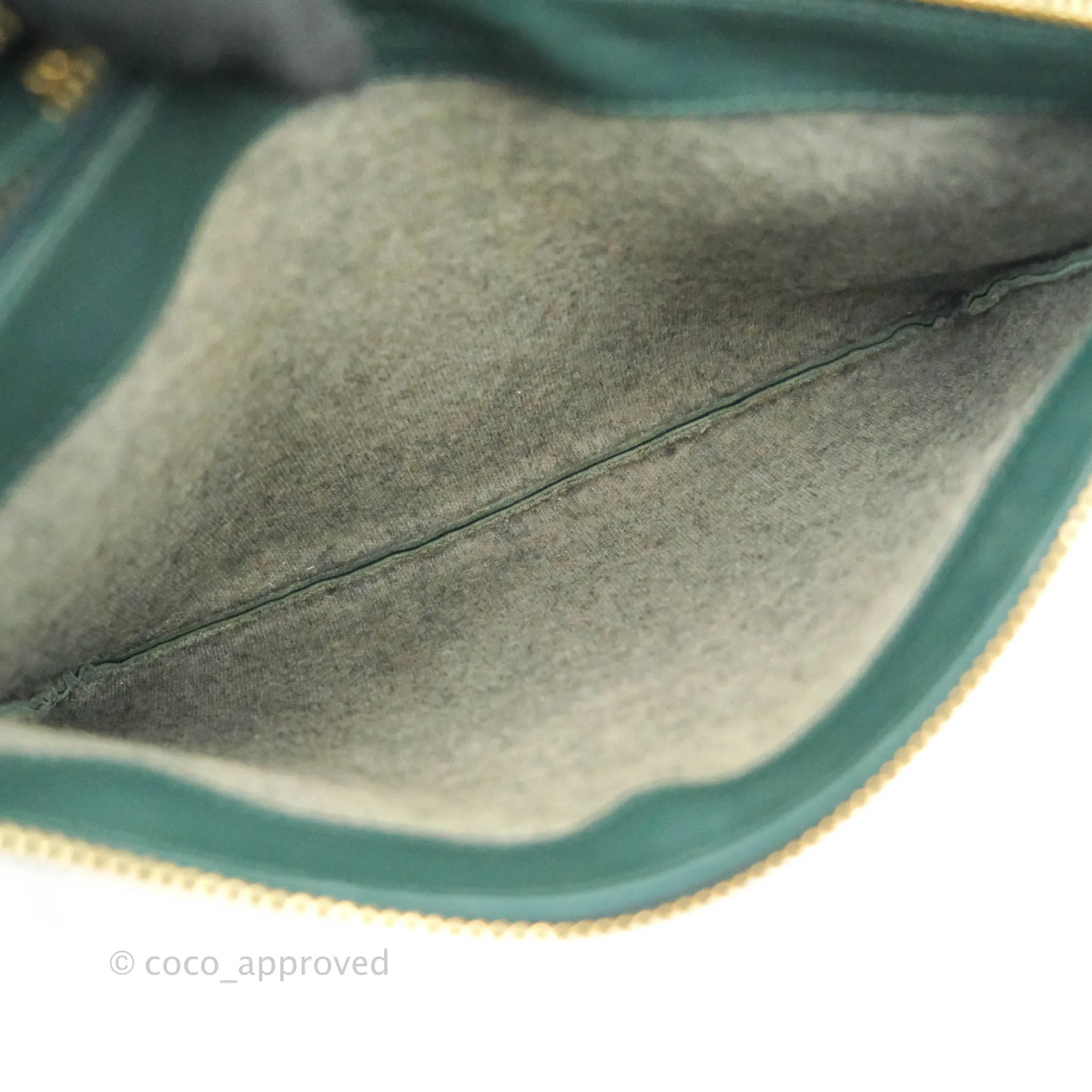 Celine Large Trio Crossbody Bag Dark Green Lambskin Gold Hardware