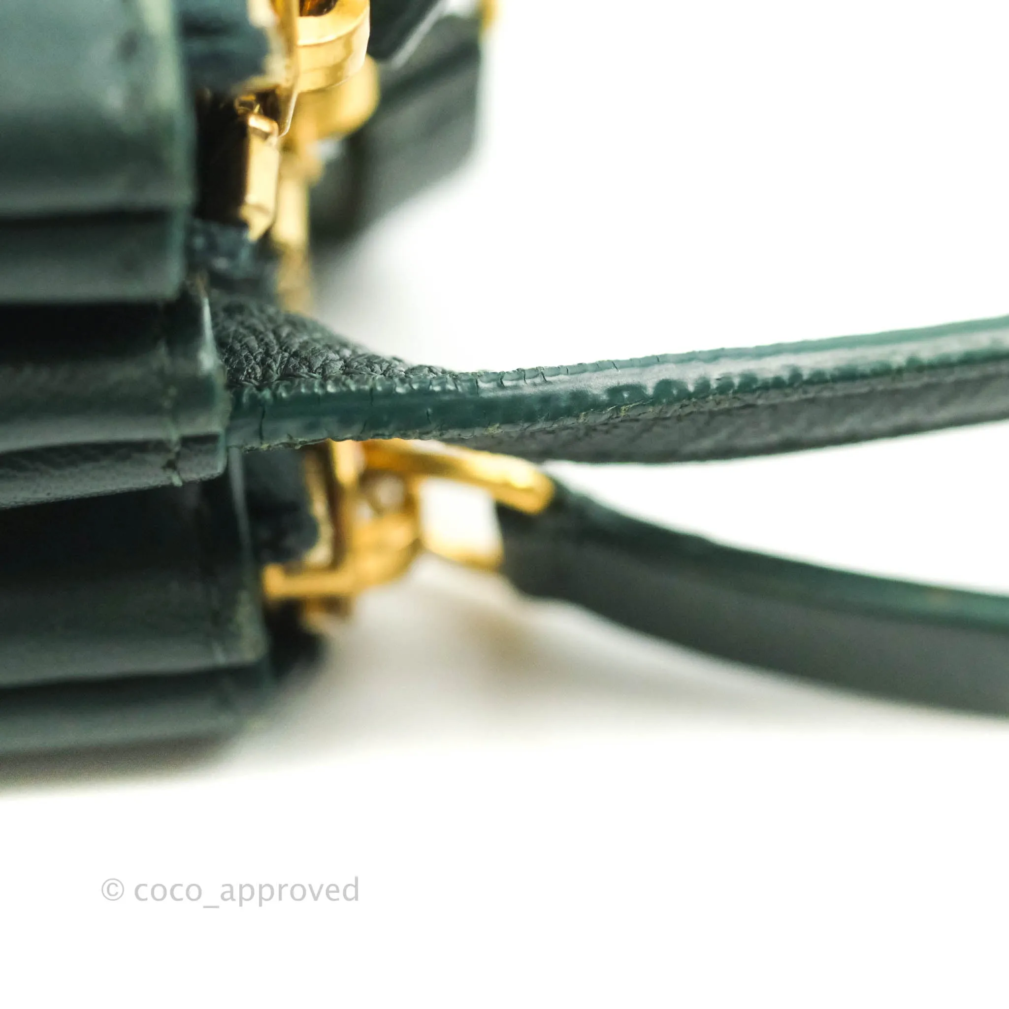 Celine Large Trio Crossbody Bag Dark Green Lambskin Gold Hardware