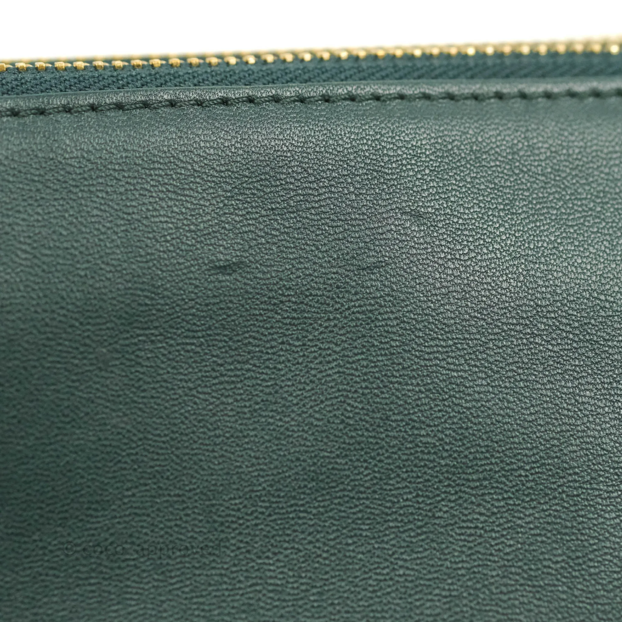 Celine Large Trio Crossbody Bag Dark Green Lambskin Gold Hardware