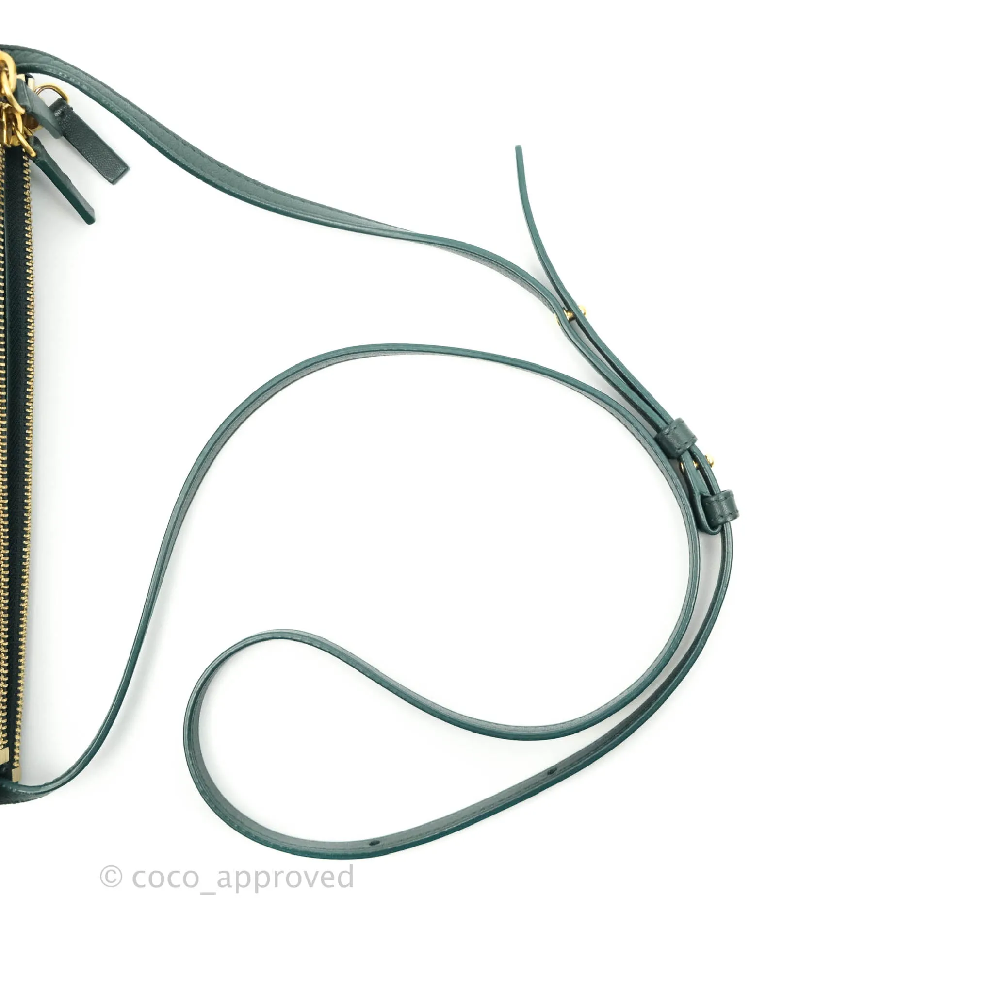 Celine Large Trio Crossbody Bag Dark Green Lambskin Gold Hardware