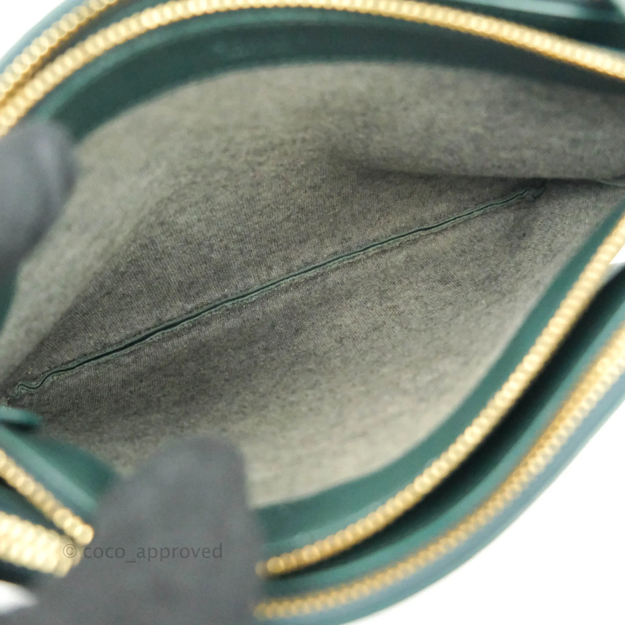 Celine Large Trio Crossbody Bag Dark Green Lambskin Gold Hardware