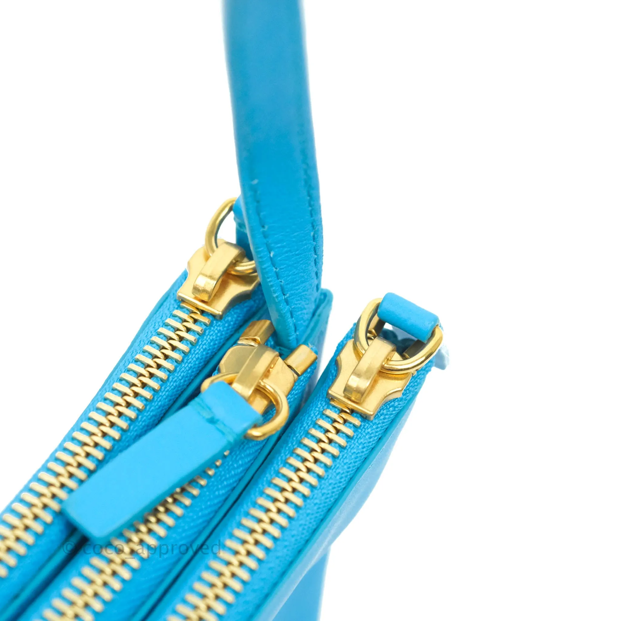 Celine Large Trio Crossbody Bag Sky Blue Lambskin Gold Hardware