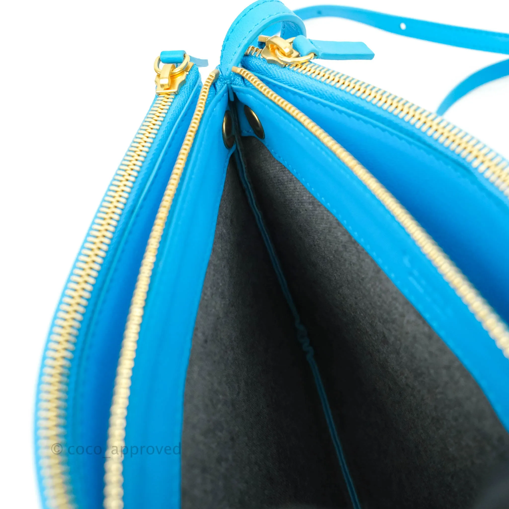Celine Large Trio Crossbody Bag Sky Blue Lambskin Gold Hardware