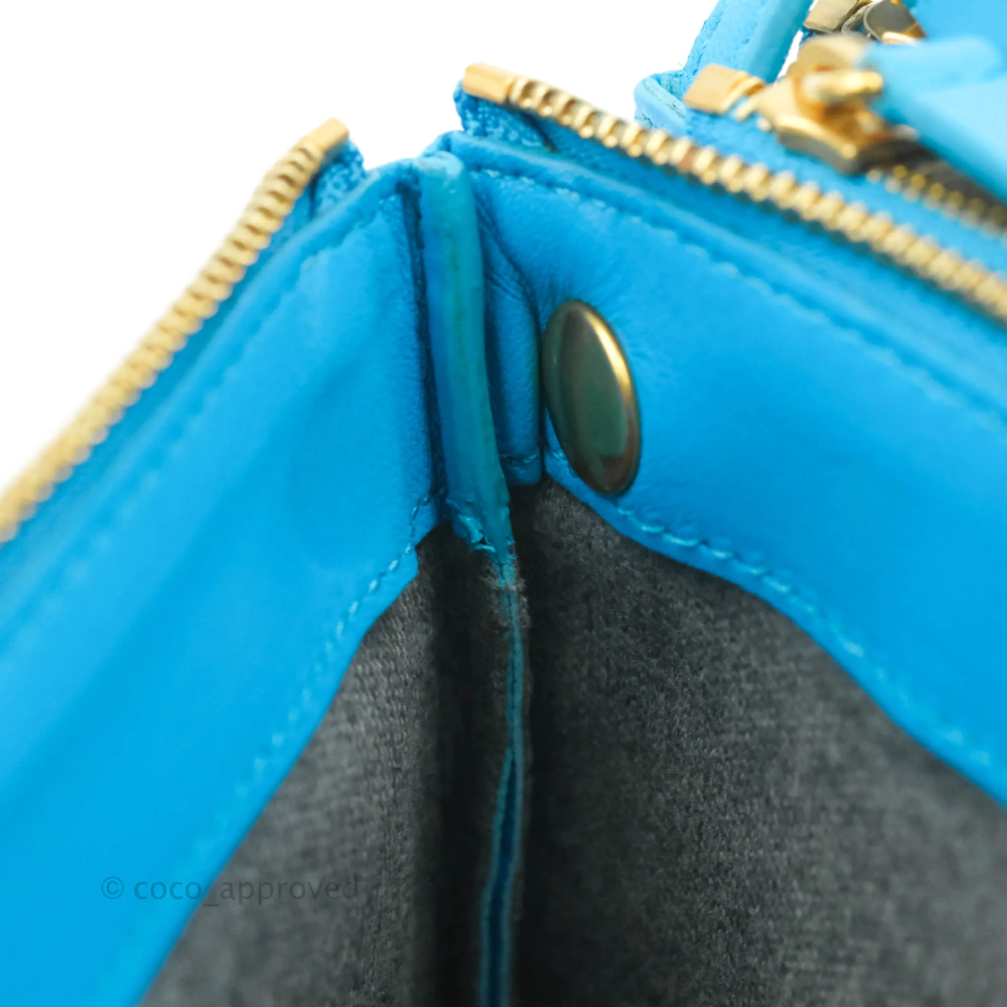 Celine Large Trio Crossbody Bag Sky Blue Lambskin Gold Hardware