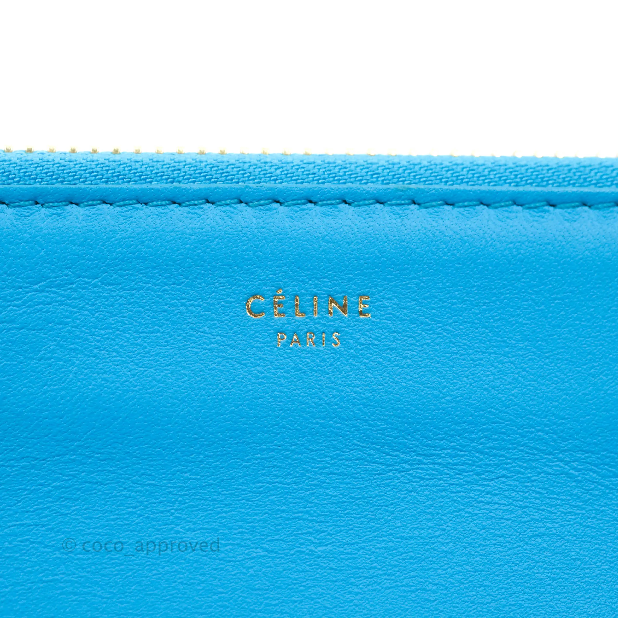 Celine Large Trio Crossbody Bag Sky Blue Lambskin Gold Hardware
