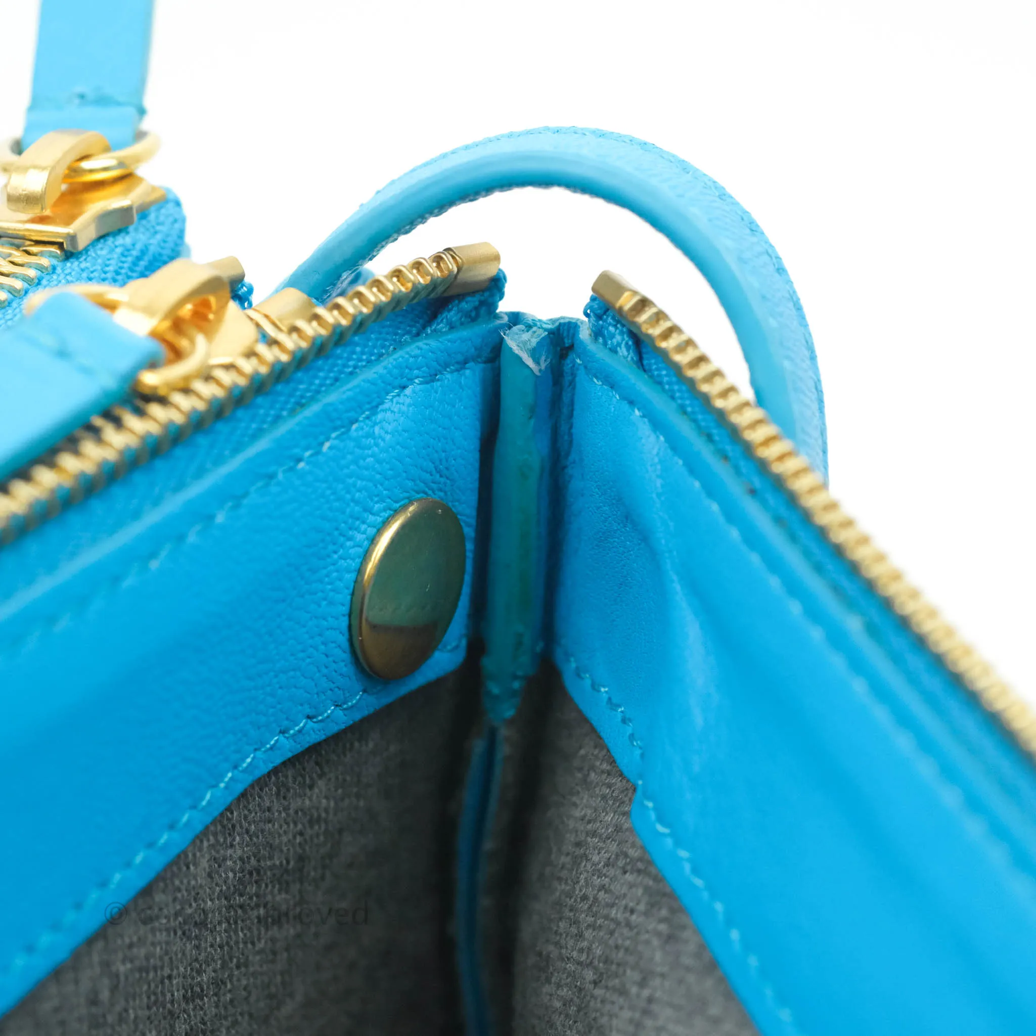 Celine Large Trio Crossbody Bag Sky Blue Lambskin Gold Hardware