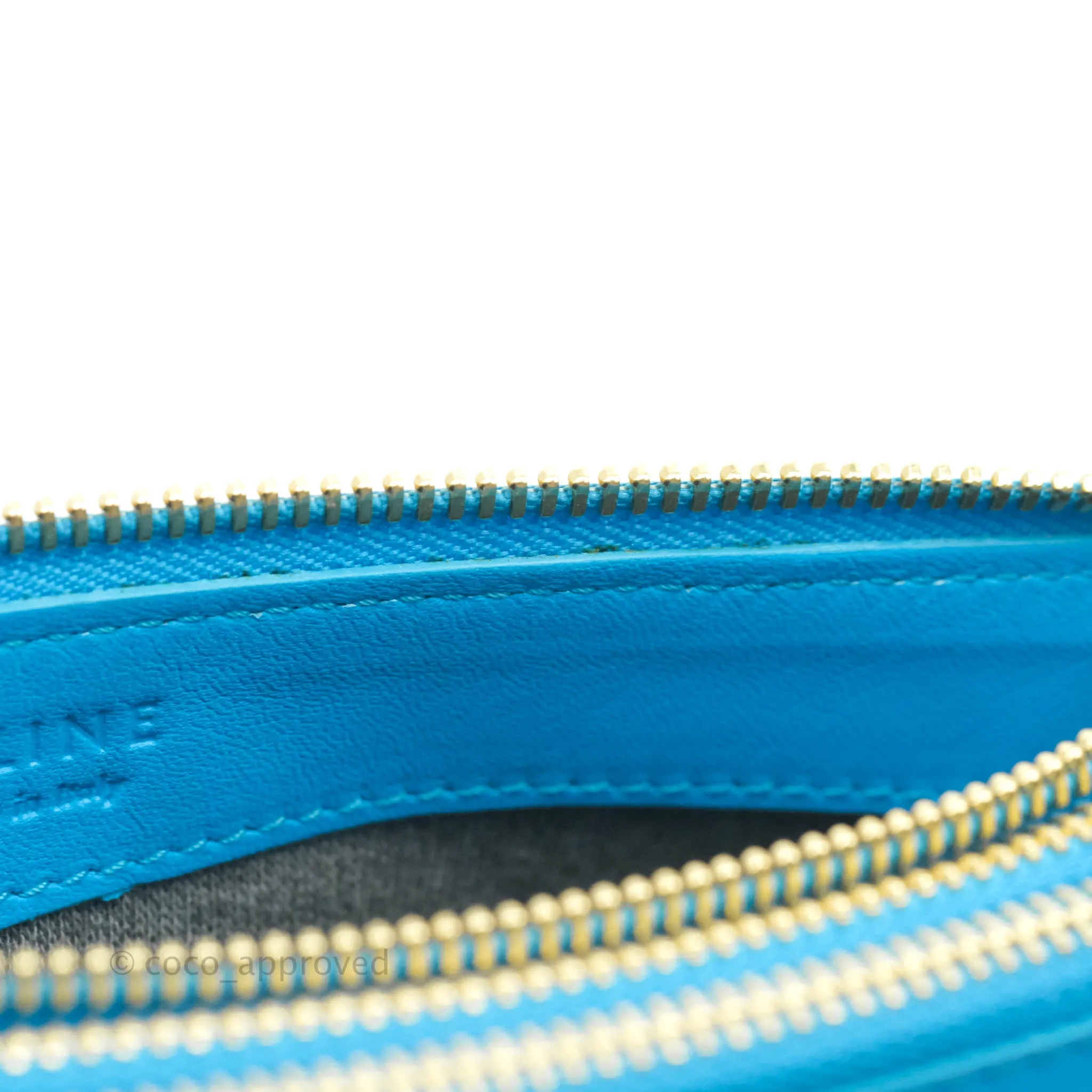 Celine Large Trio Crossbody Bag Sky Blue Lambskin Gold Hardware