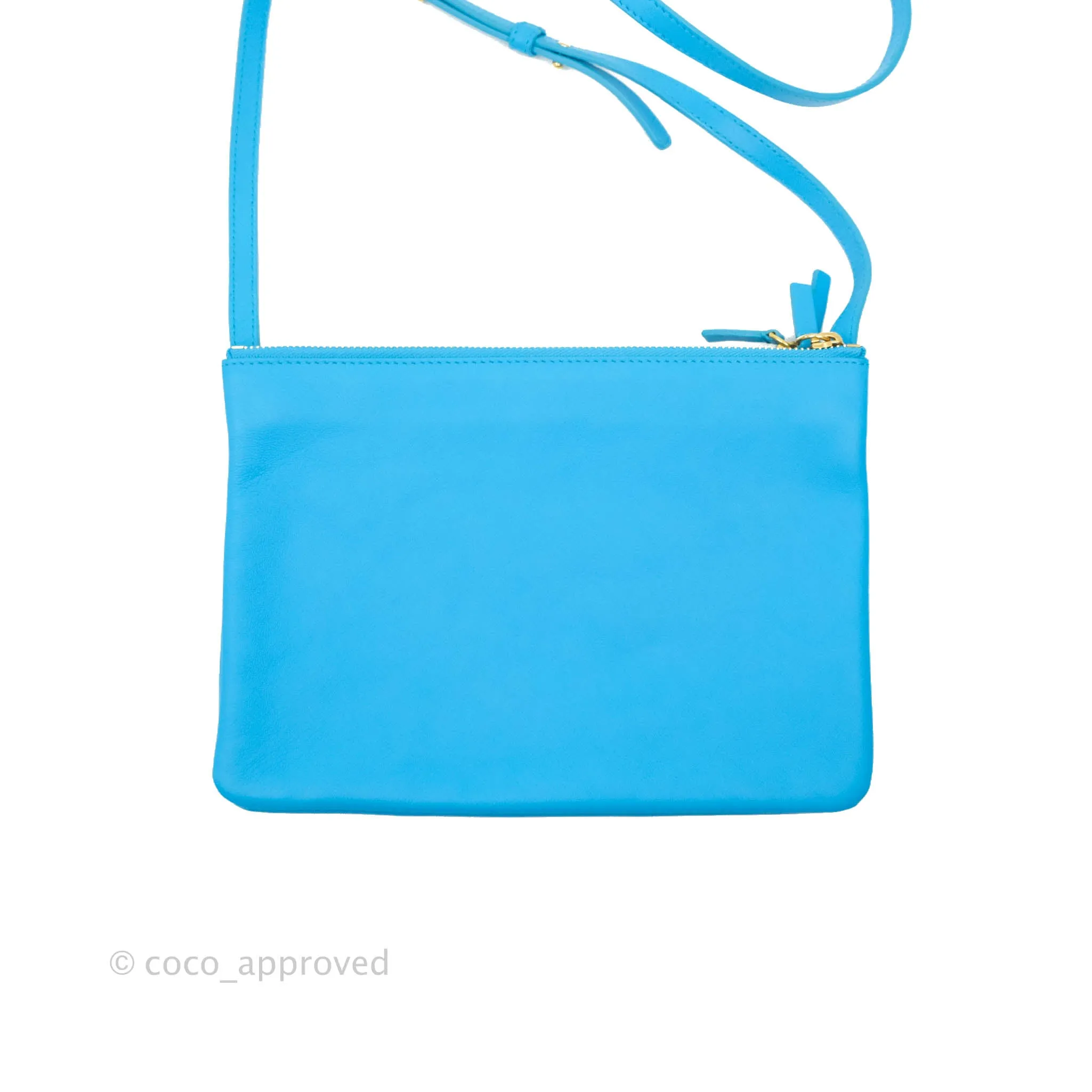 Celine Large Trio Crossbody Bag Sky Blue Lambskin Gold Hardware