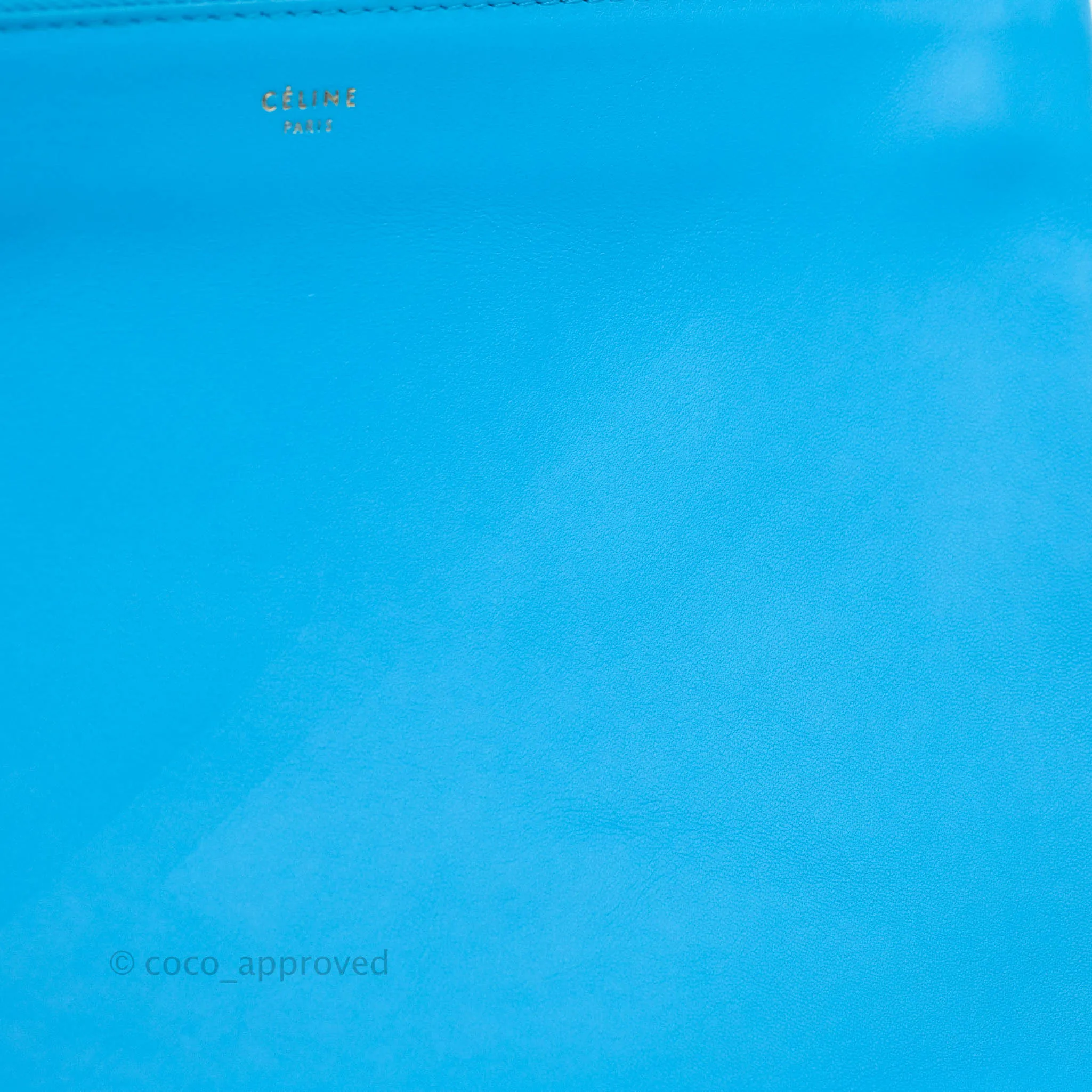 Celine Large Trio Crossbody Bag Sky Blue Lambskin Gold Hardware