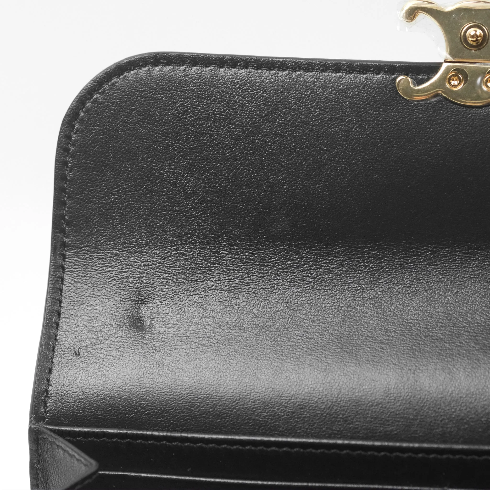 Celine Large Wallet Triomphe in Shiny Calfskin Black Gold Hardware
