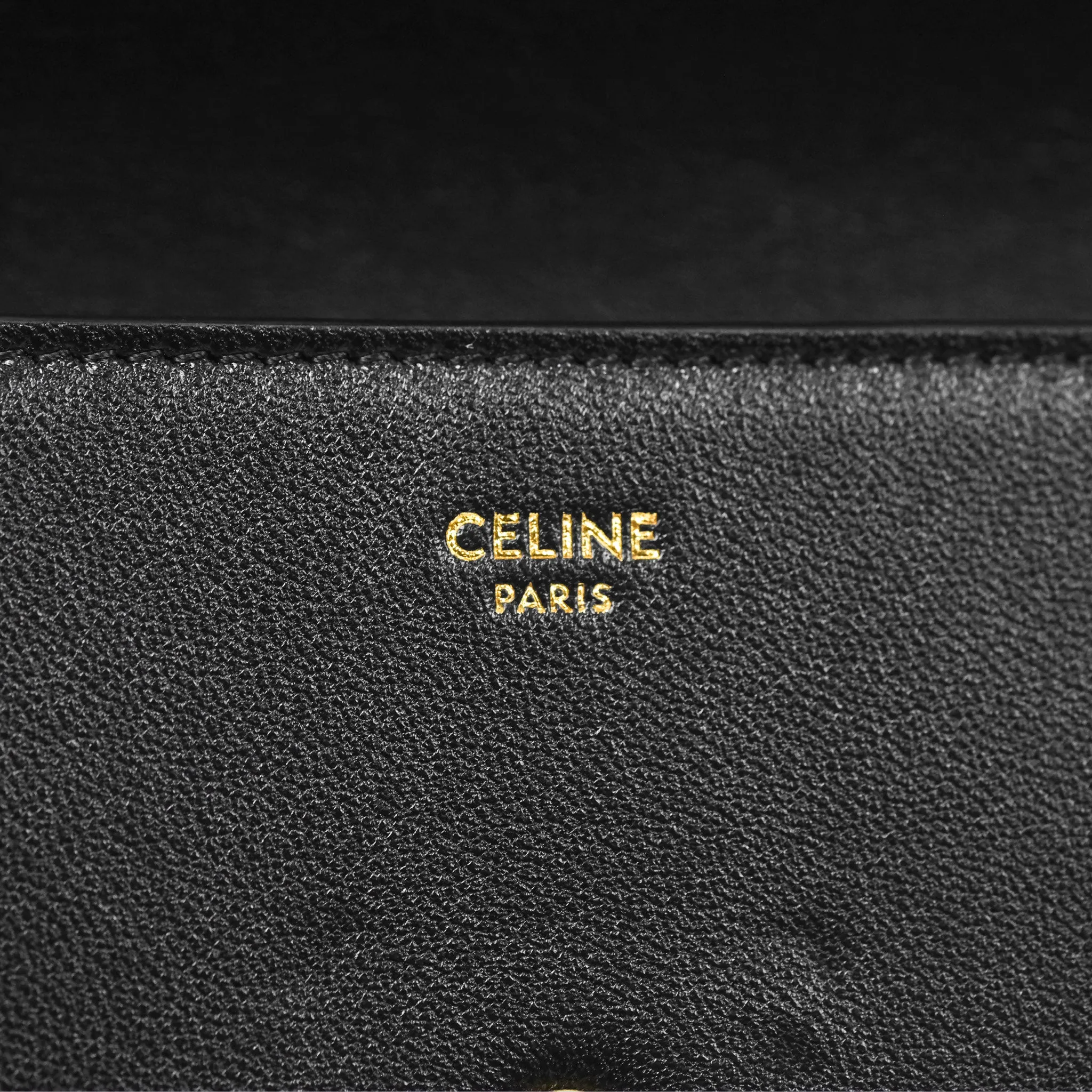 Celine Large Wallet Triomphe in Shiny Calfskin Black Gold Hardware