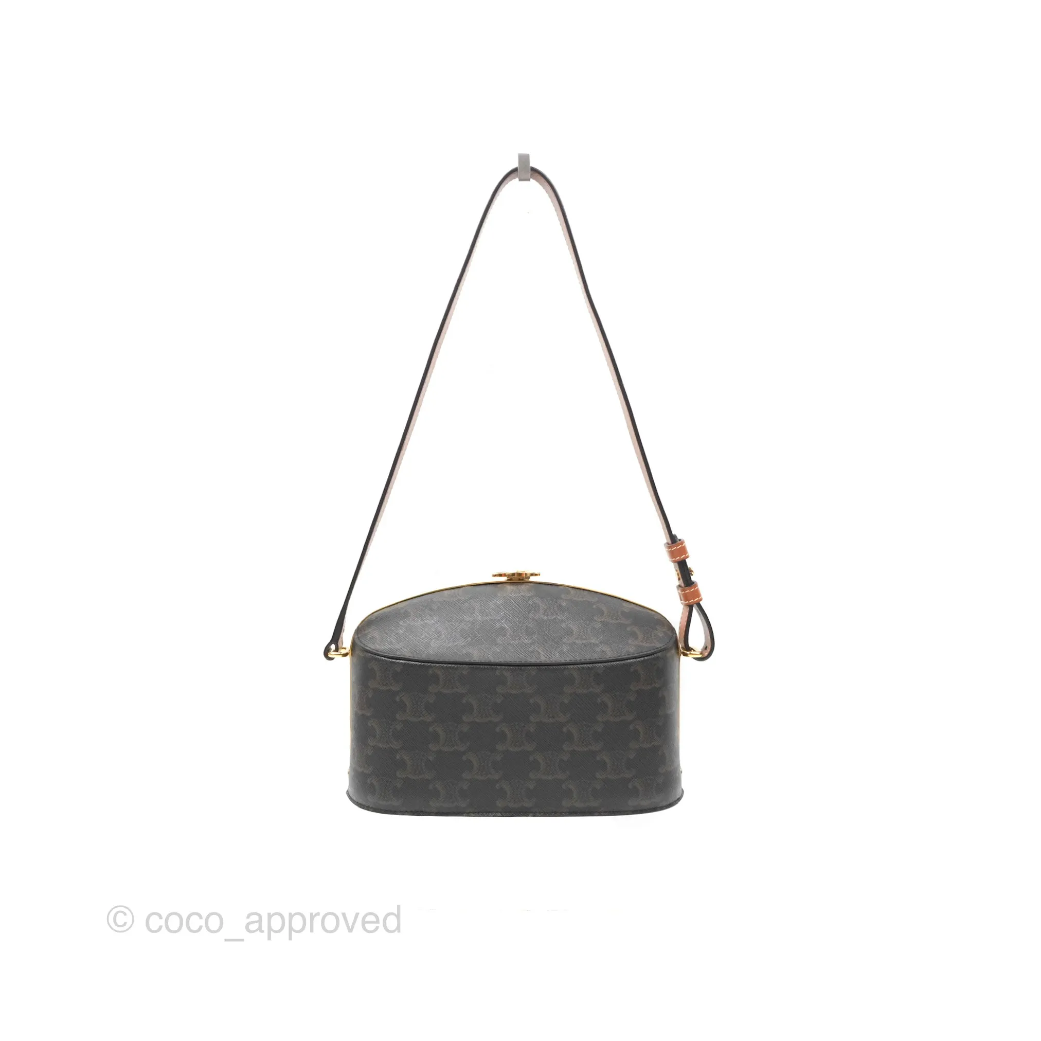 Celine Lunch Box Bag Triomphe Canvas Tan