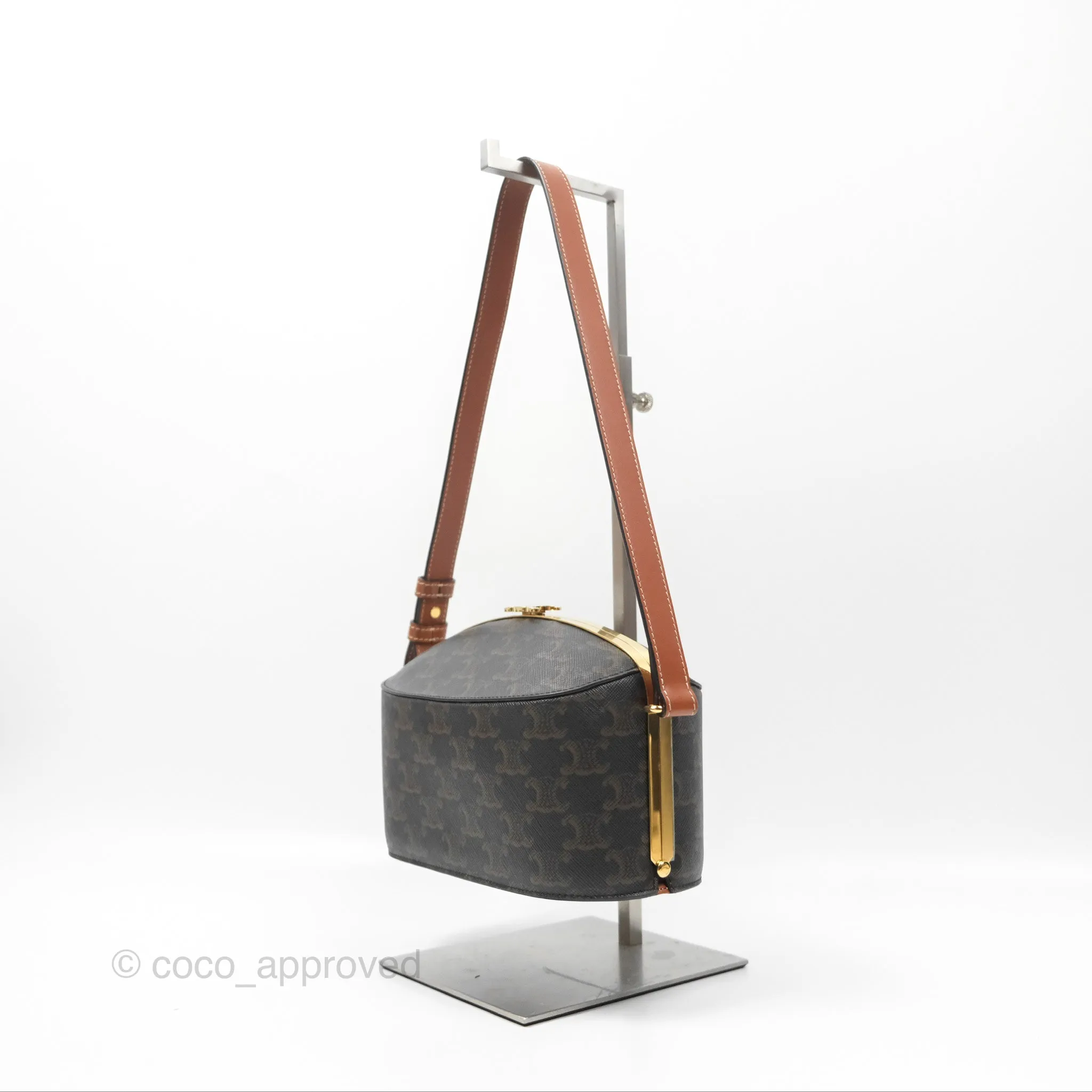 Celine Lunch Box Bag Triomphe Canvas Tan