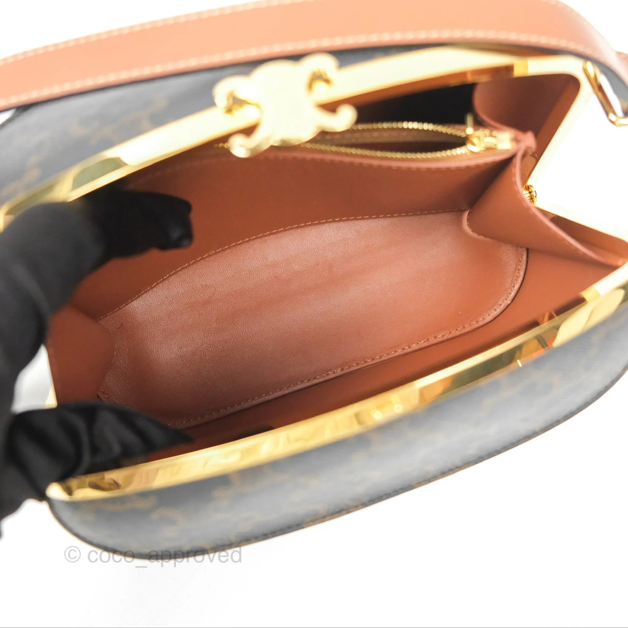 Celine Lunch Box Bag Triomphe Canvas Tan