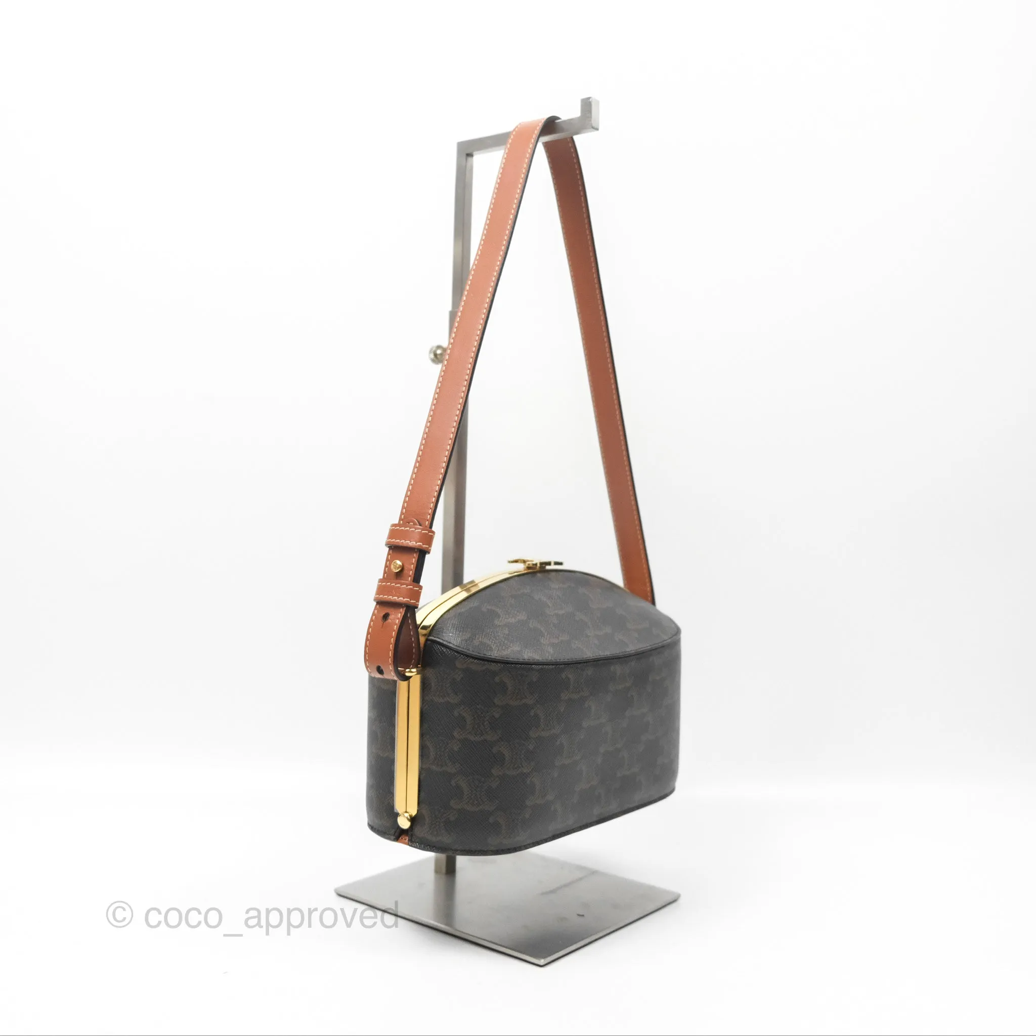 Celine Lunch Box Bag Triomphe Canvas Tan
