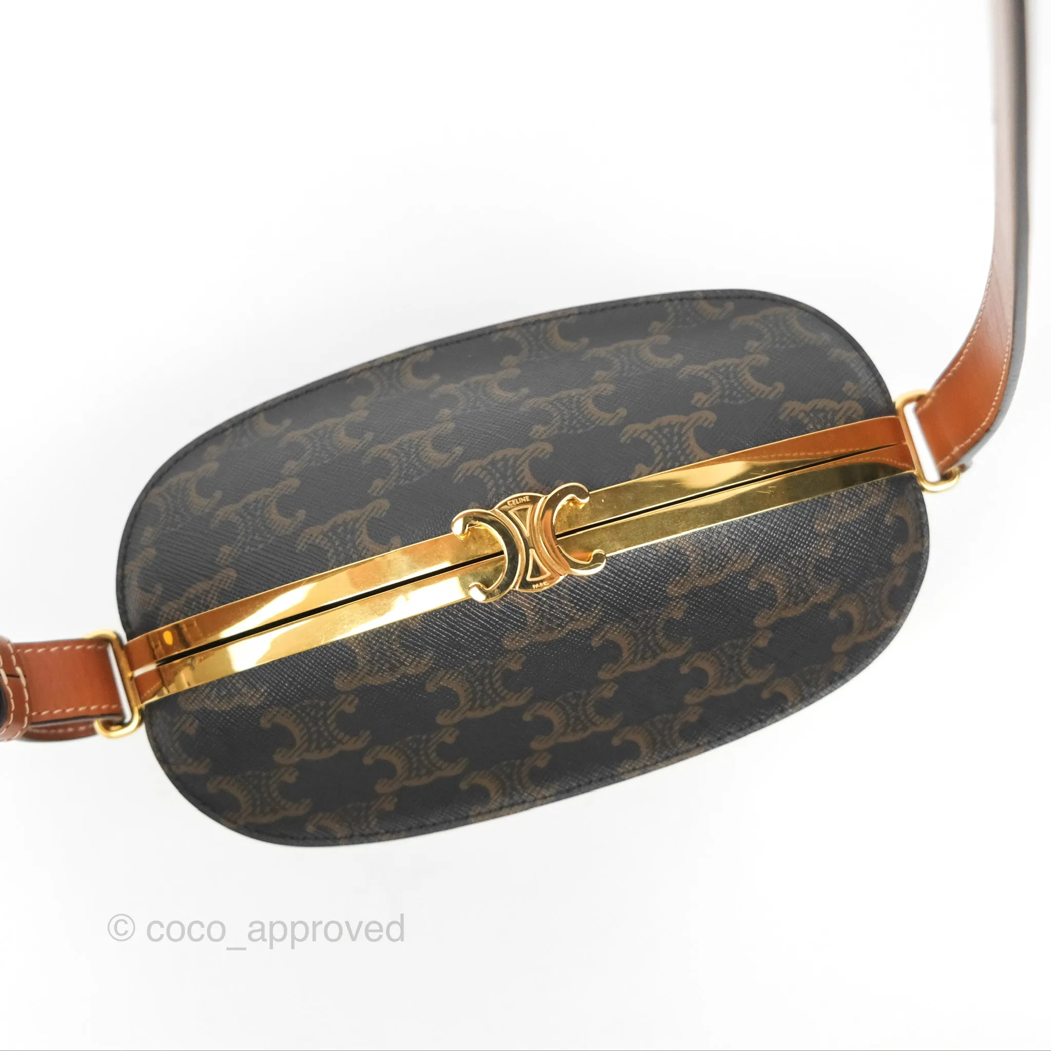 Celine Lunch Box Bag Triomphe Canvas Tan