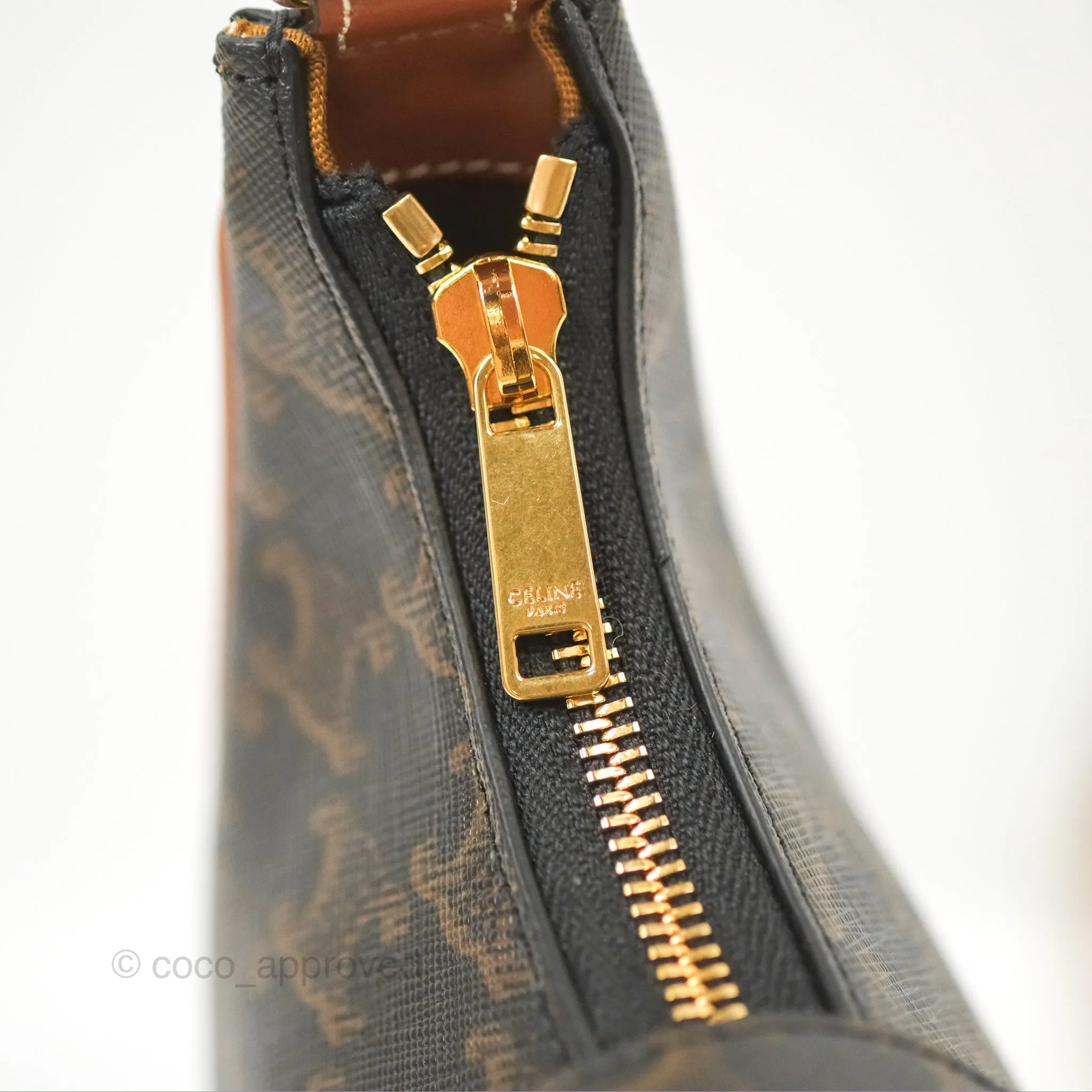 Celine Medium Ava Triomphe Bag Triomphe Canvas Tan Calfskin