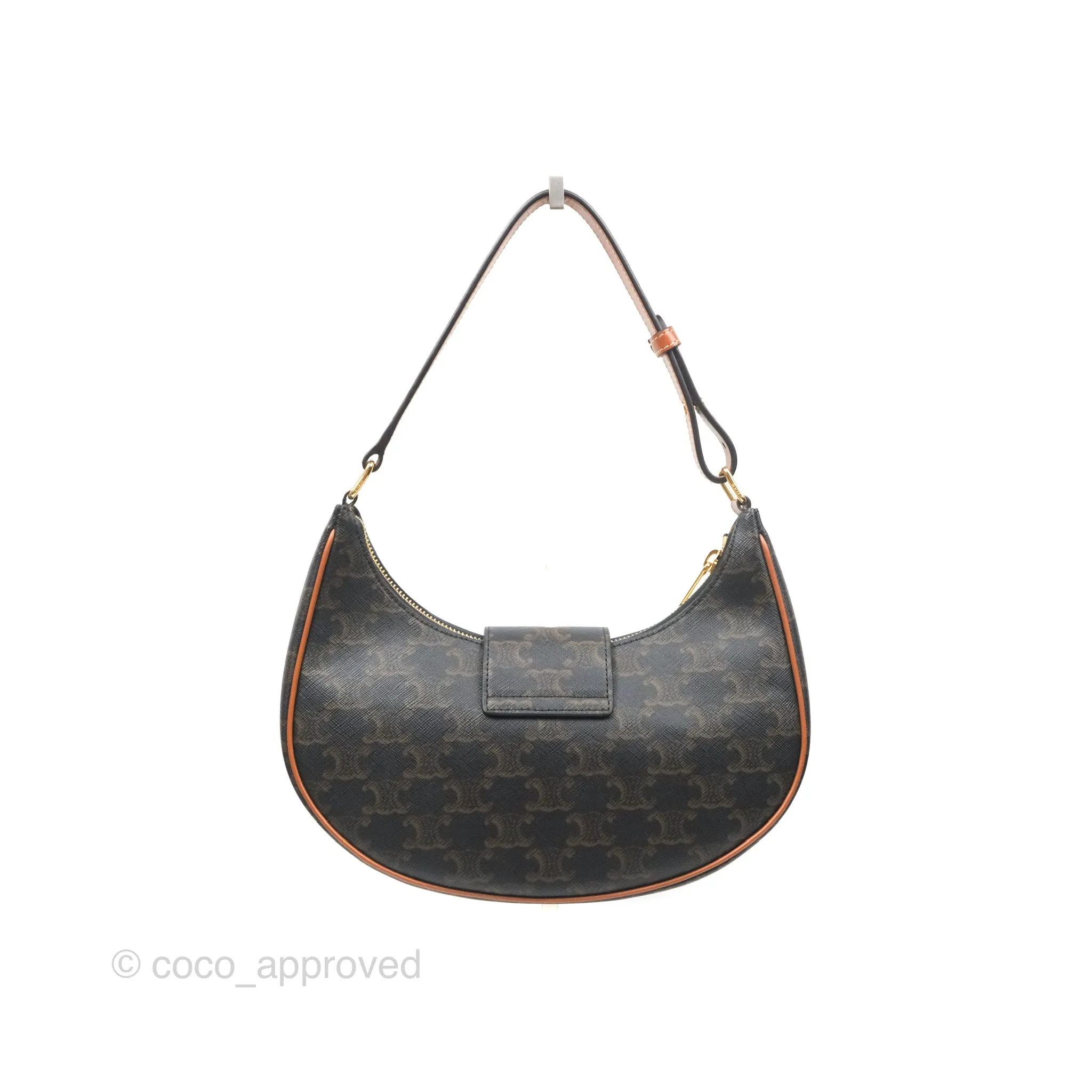Celine Medium Ava Triomphe Bag Triomphe Canvas Tan Calfskin