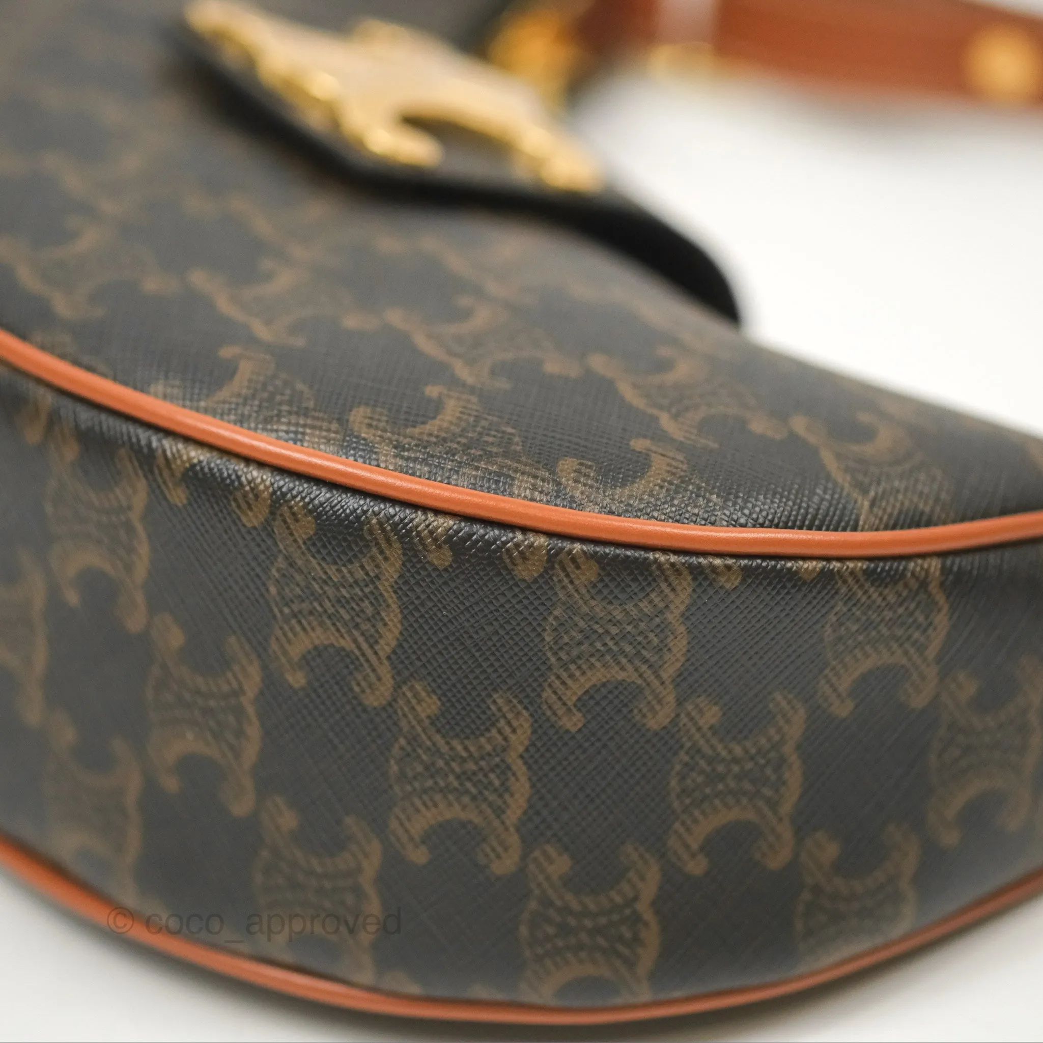 Celine Medium Ava Triomphe Bag Triomphe Canvas Tan Calfskin