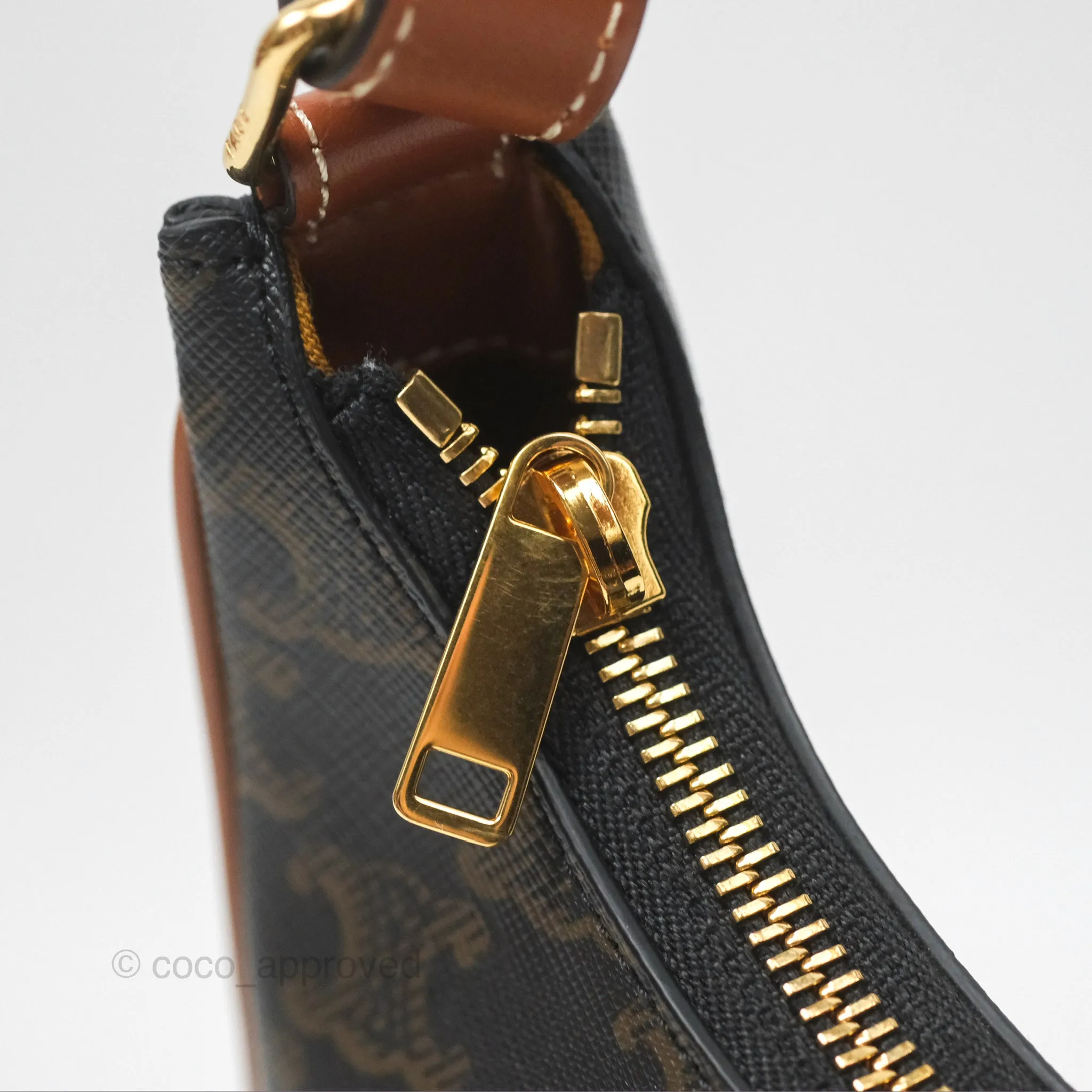 Celine Medium Ava Triomphe Bag Triomphe Canvas Tan Calfskin