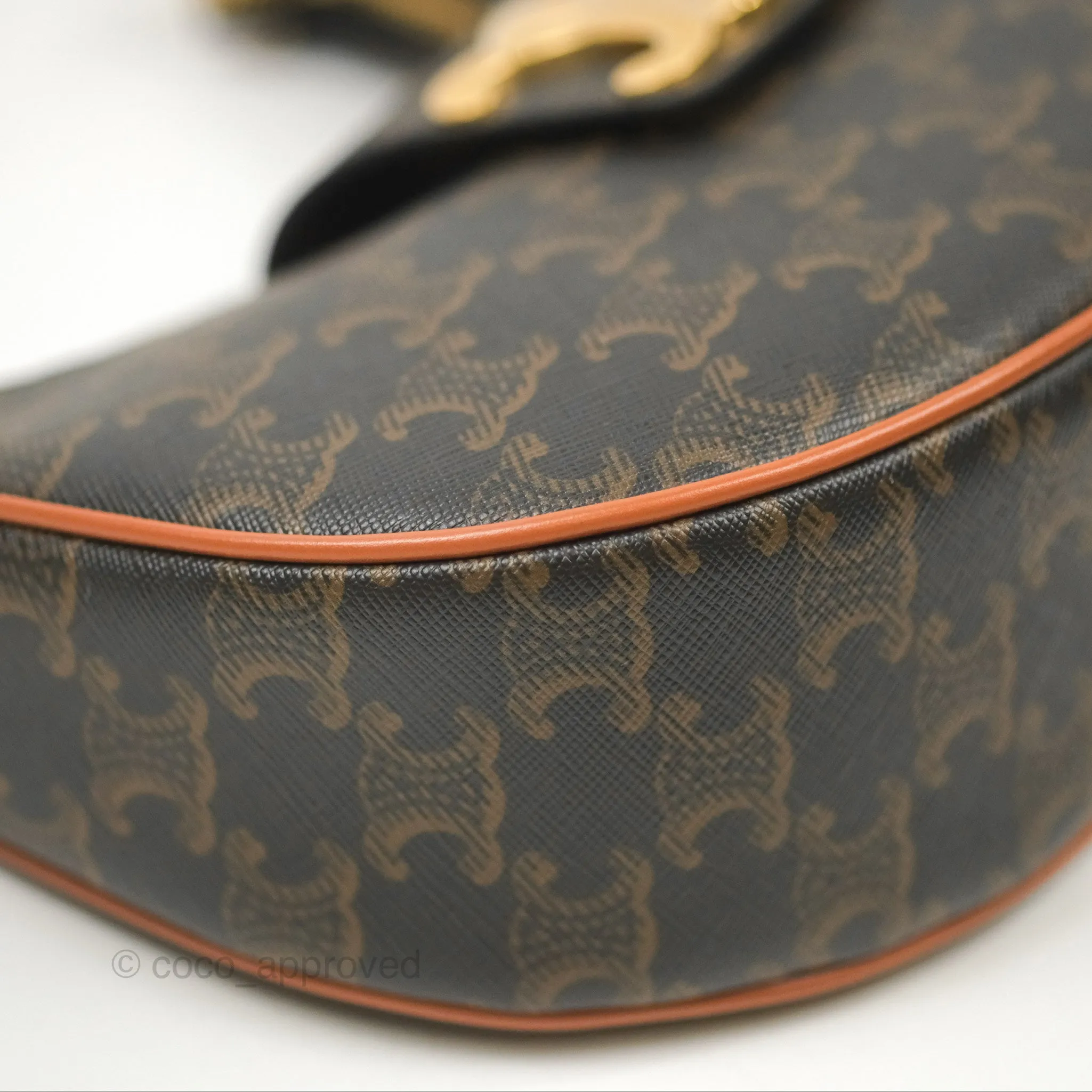 Celine Medium Ava Triomphe Bag Triomphe Canvas Tan Calfskin