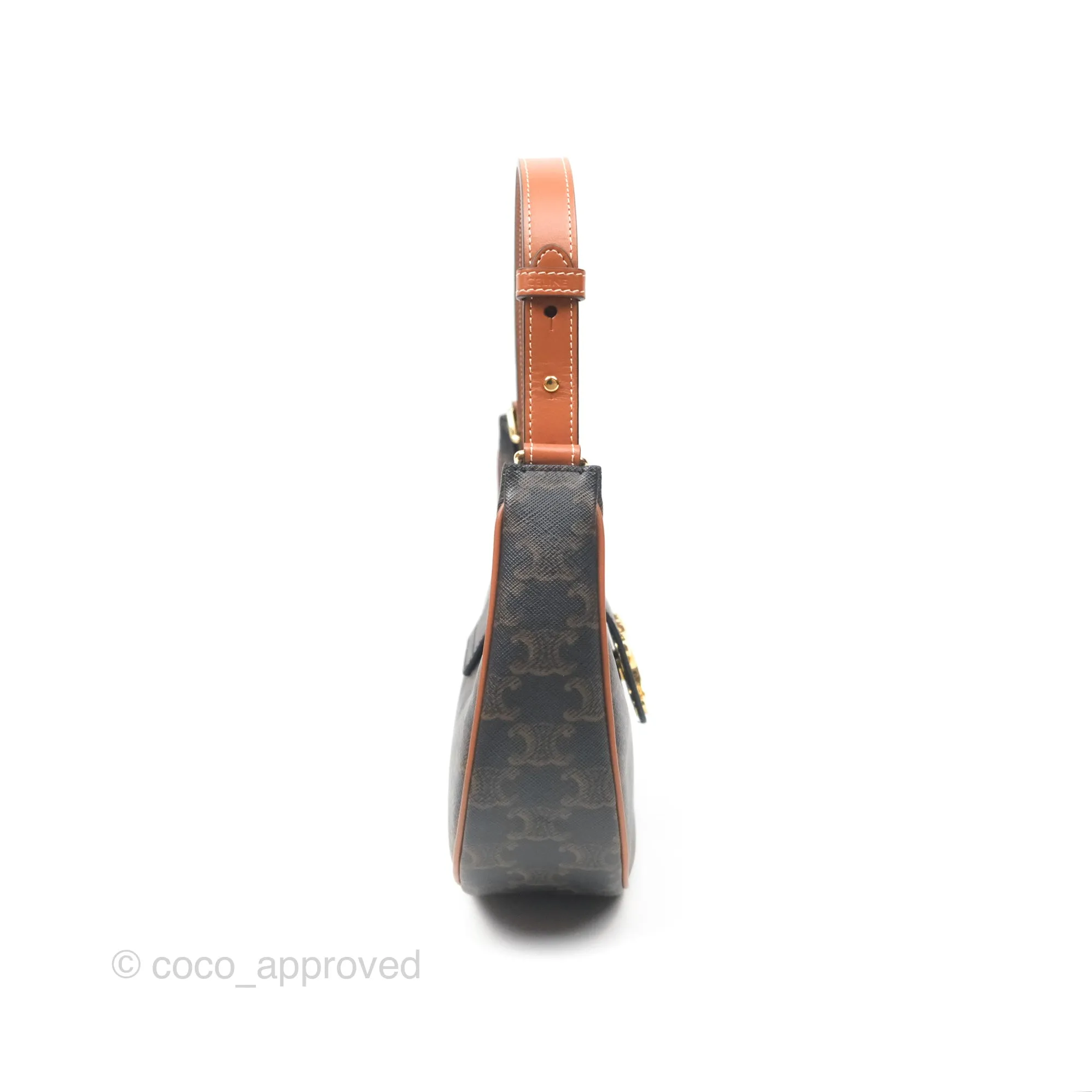Celine Medium Ava Triomphe Bag Triomphe Canvas Tan Calfskin