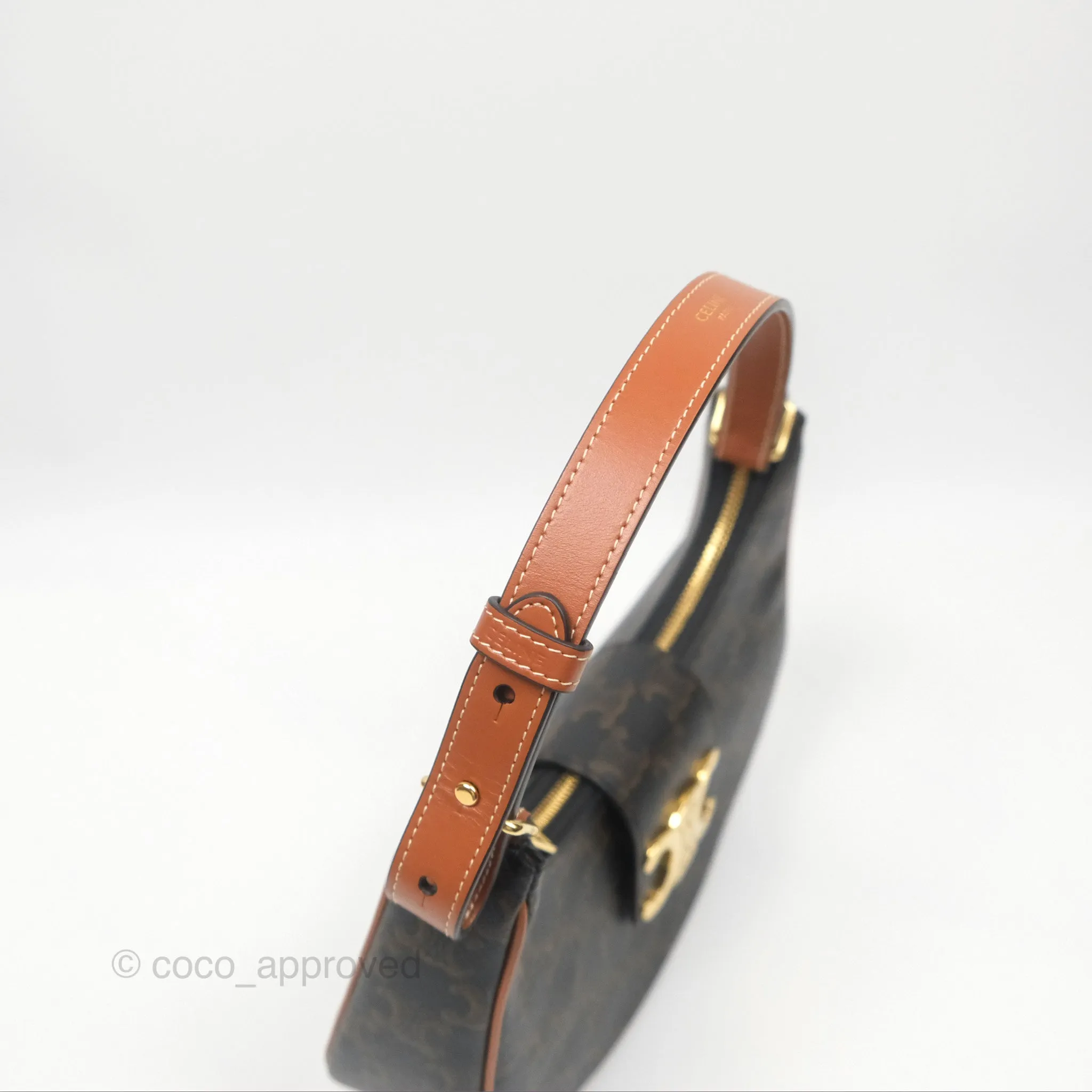 Celine Medium Ava Triomphe Bag Triomphe Canvas Tan Calfskin